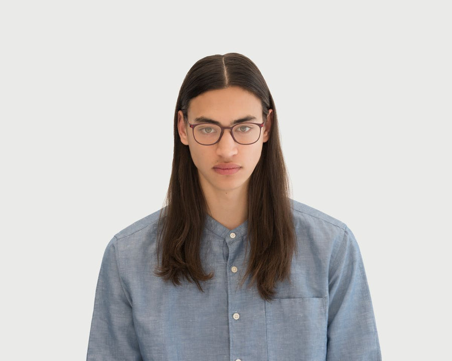 men Alexi Eyeglasses round red plastic