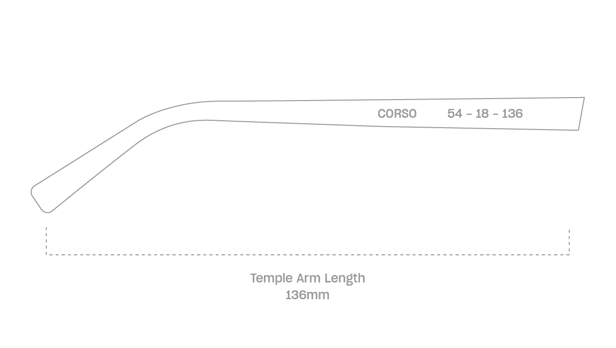 measurement::arm length Corso Eyeglasses square metal