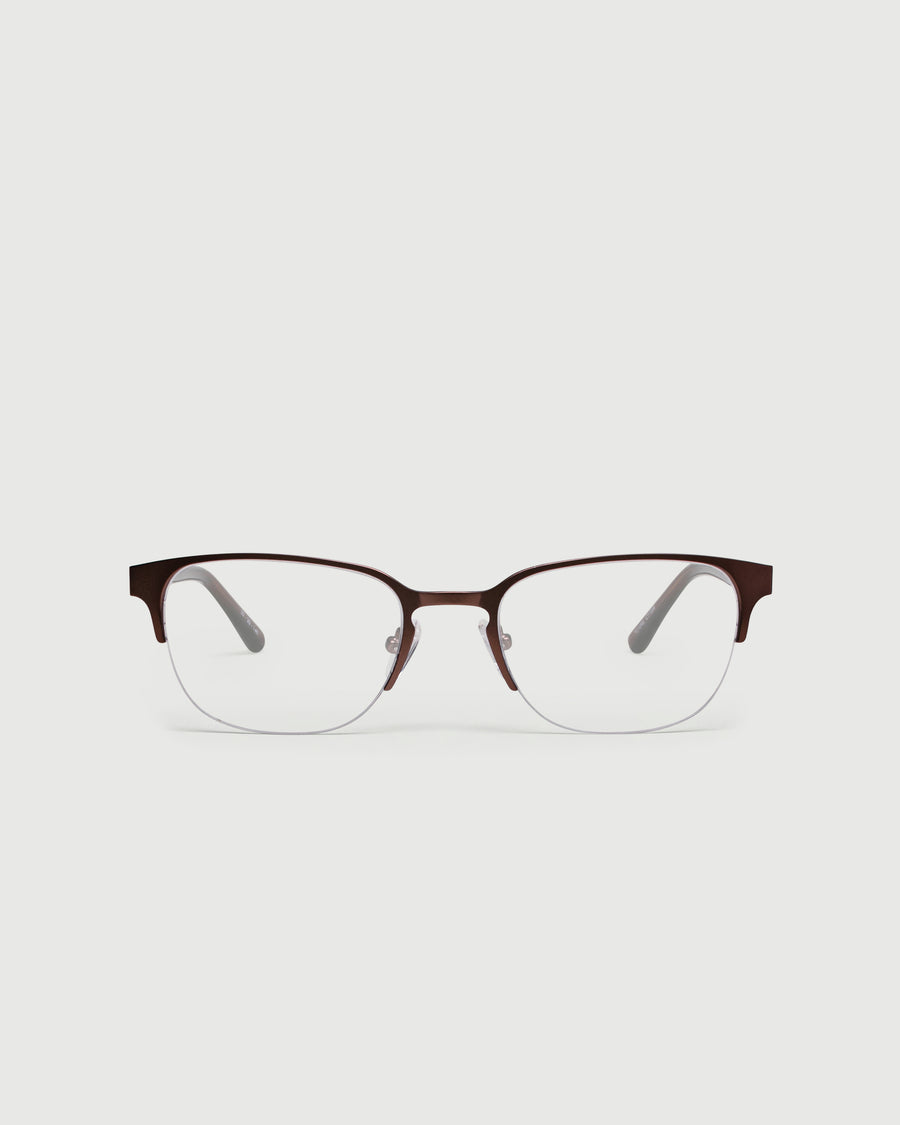 Alber Eyeglasses browline brown metal front