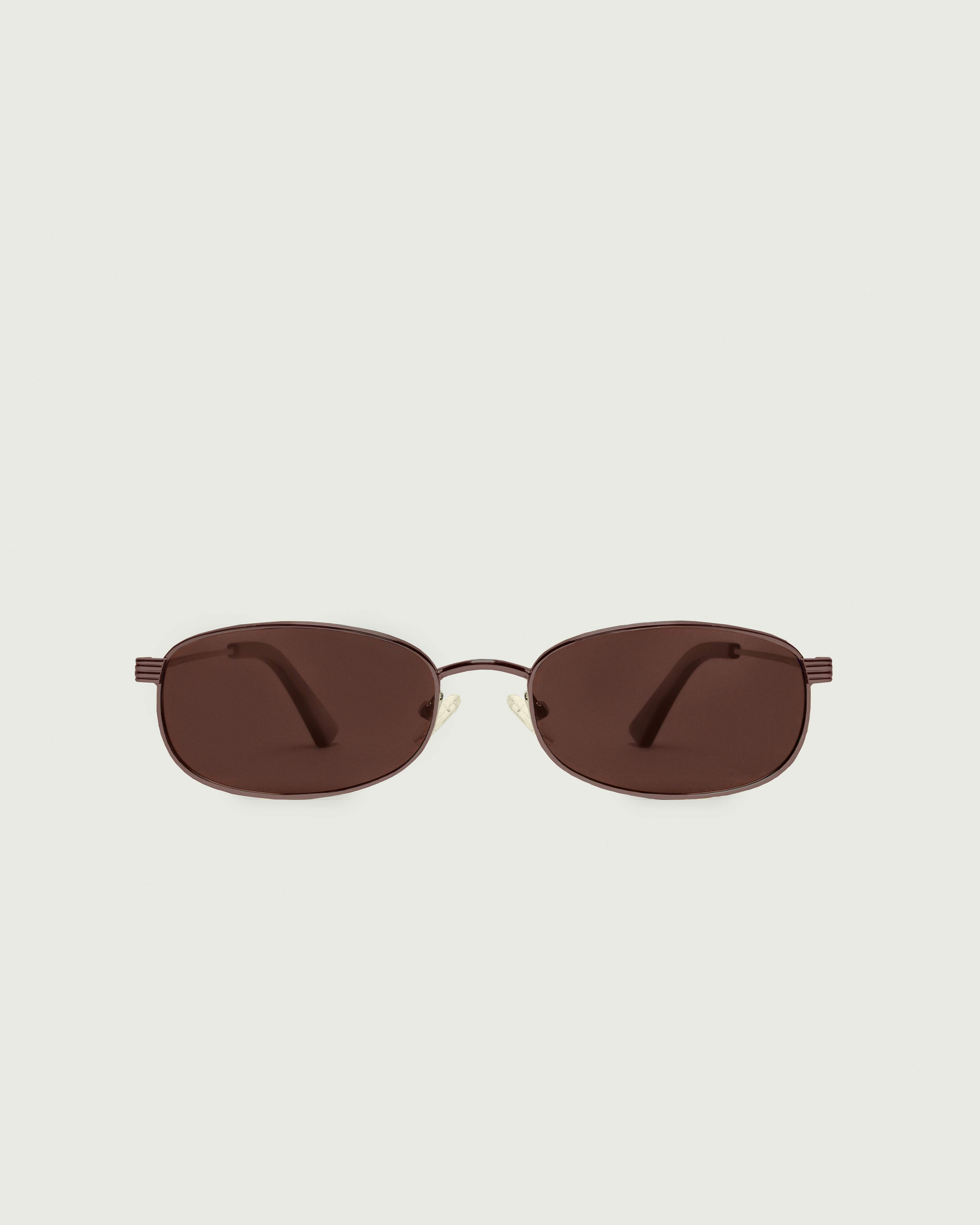 Umber Plum Polarized::Billie Sunglasses Rectangle Brown metal front
