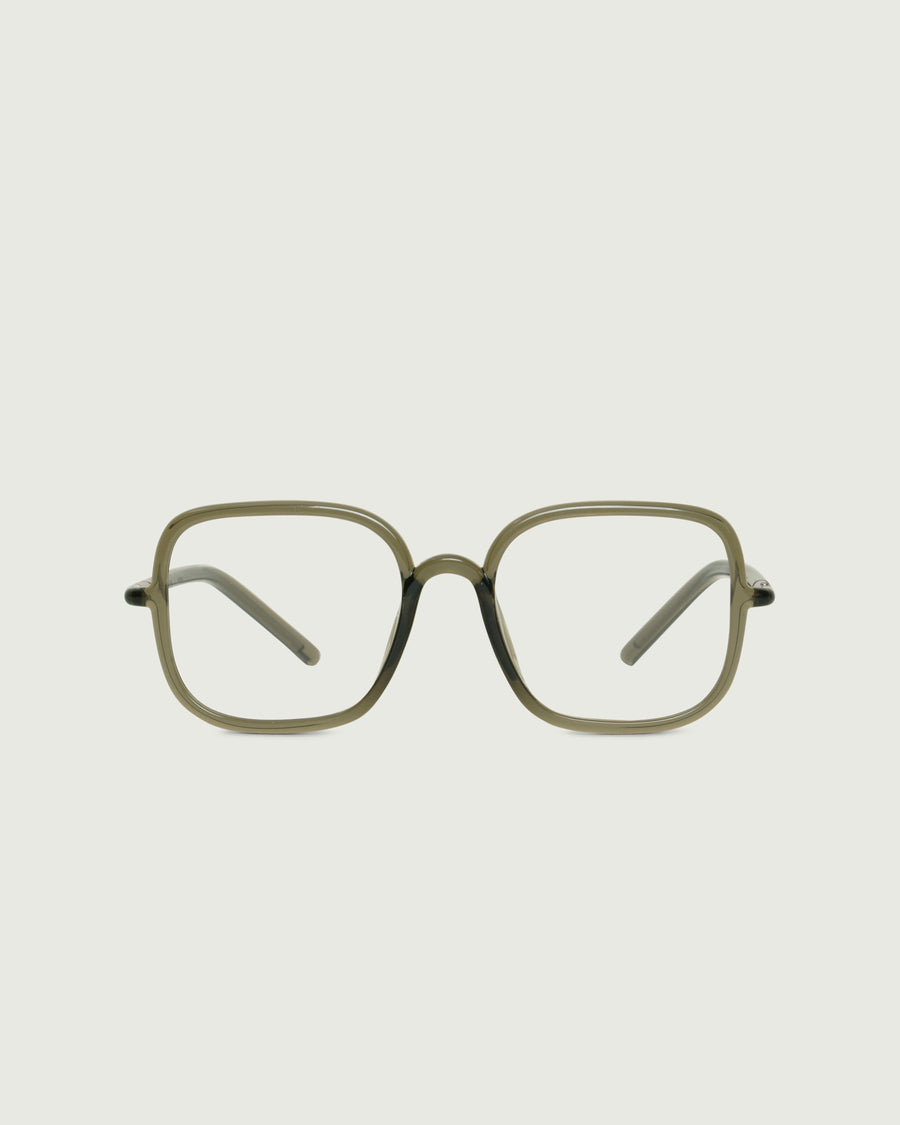 Eleanor Eyeglasses square green castor seed front