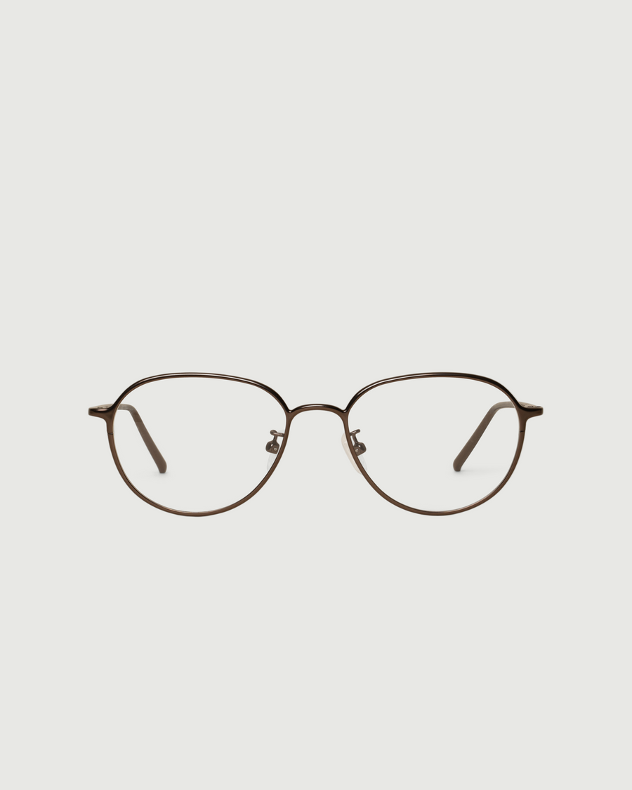 Koa Eyeglasses round Brown metal front