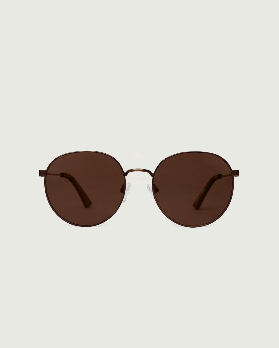 Leon Sunglasses round brown metal front