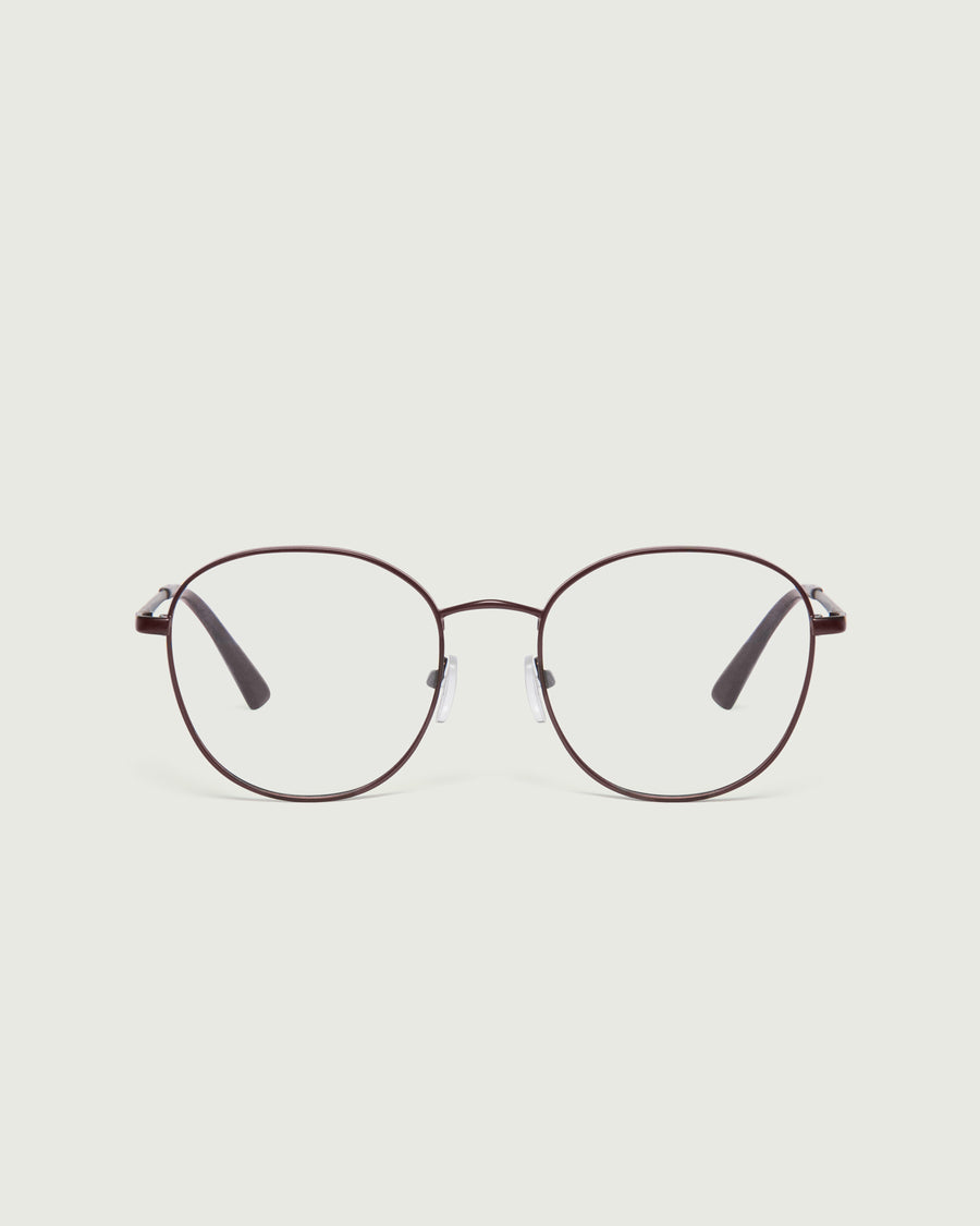 Abbot Eyeglasses round brown metal front