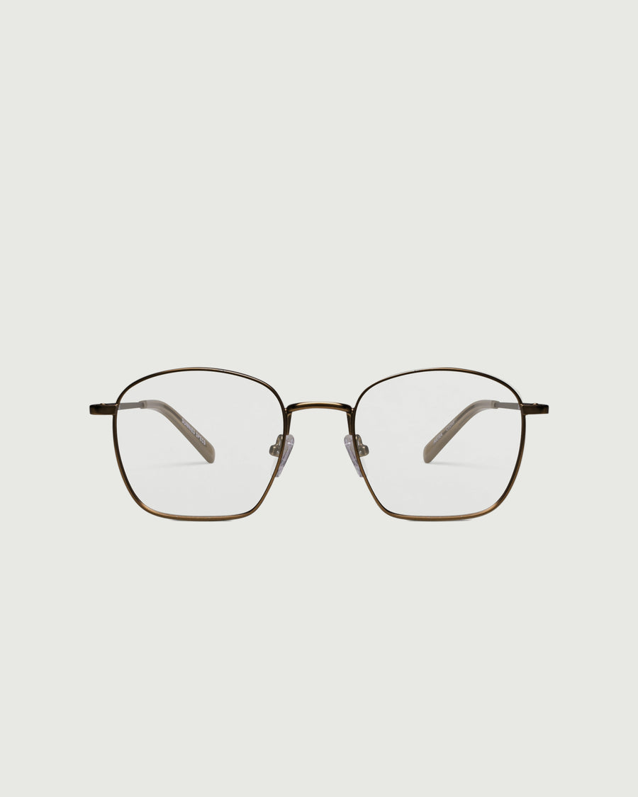 Akira Eyeglasses square brown metal front