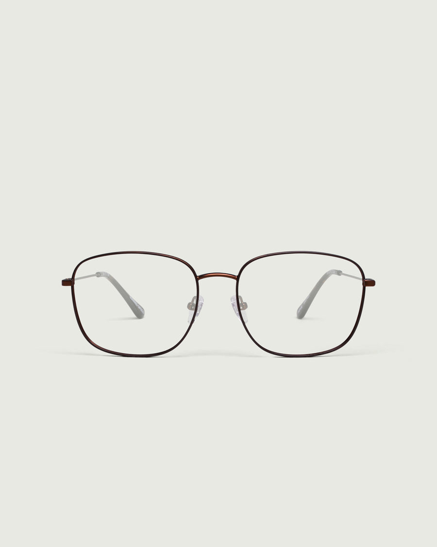 Henri Eyeglasses square brown metal front