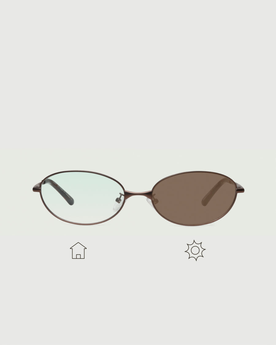 Nia Eyeglasses Oval Brown metal front