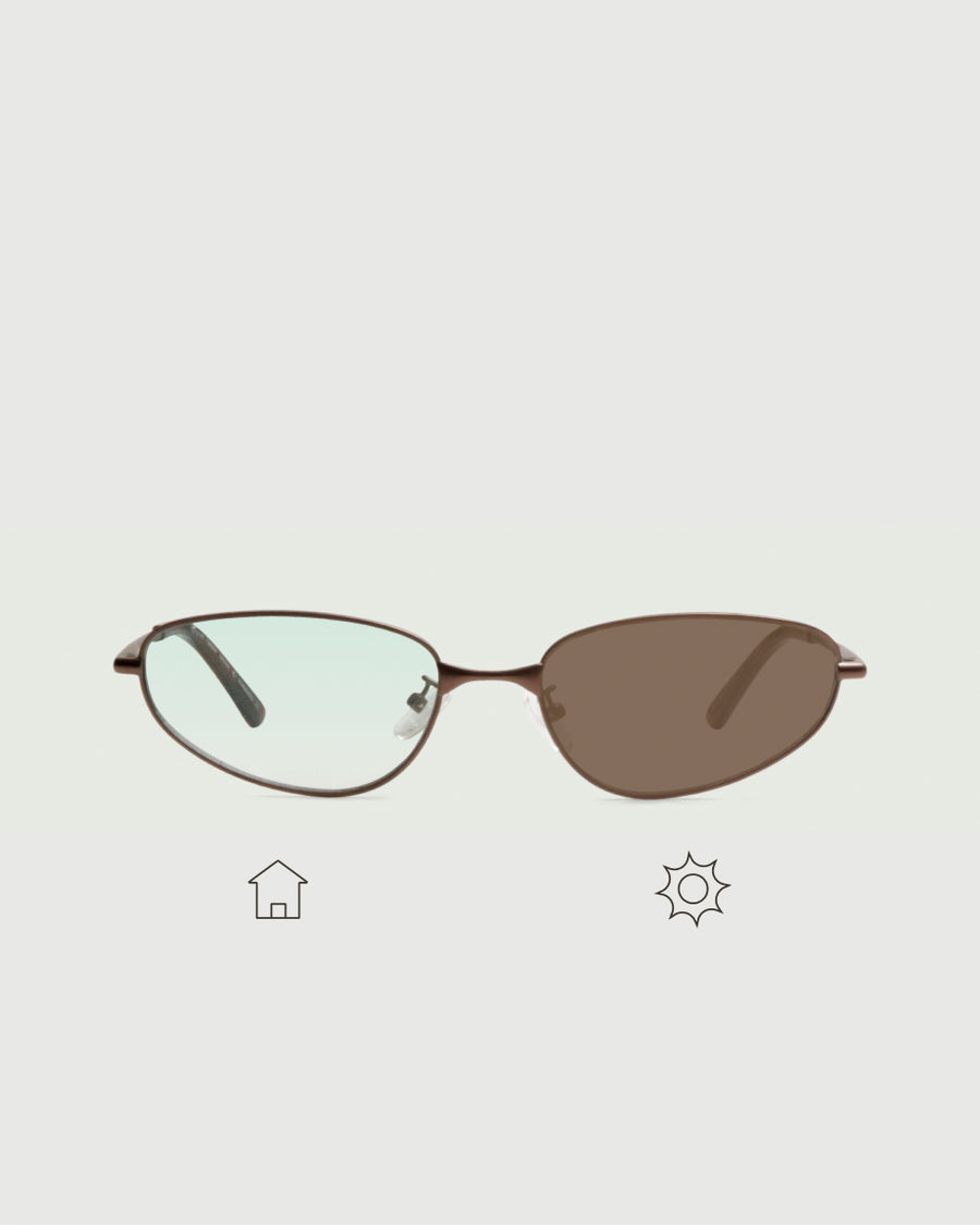 Selene Eyeglasses cateye Brown metal front