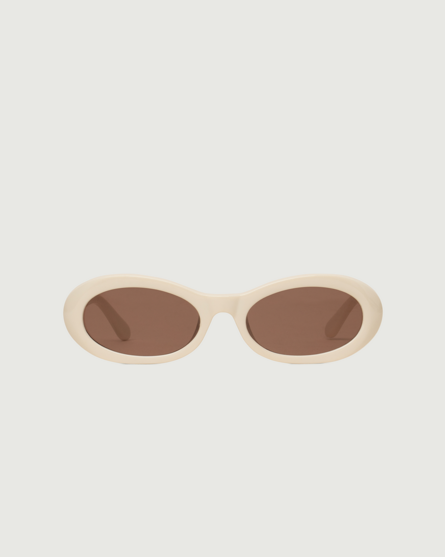 Mina Sunglasses oval White recycled polyester front