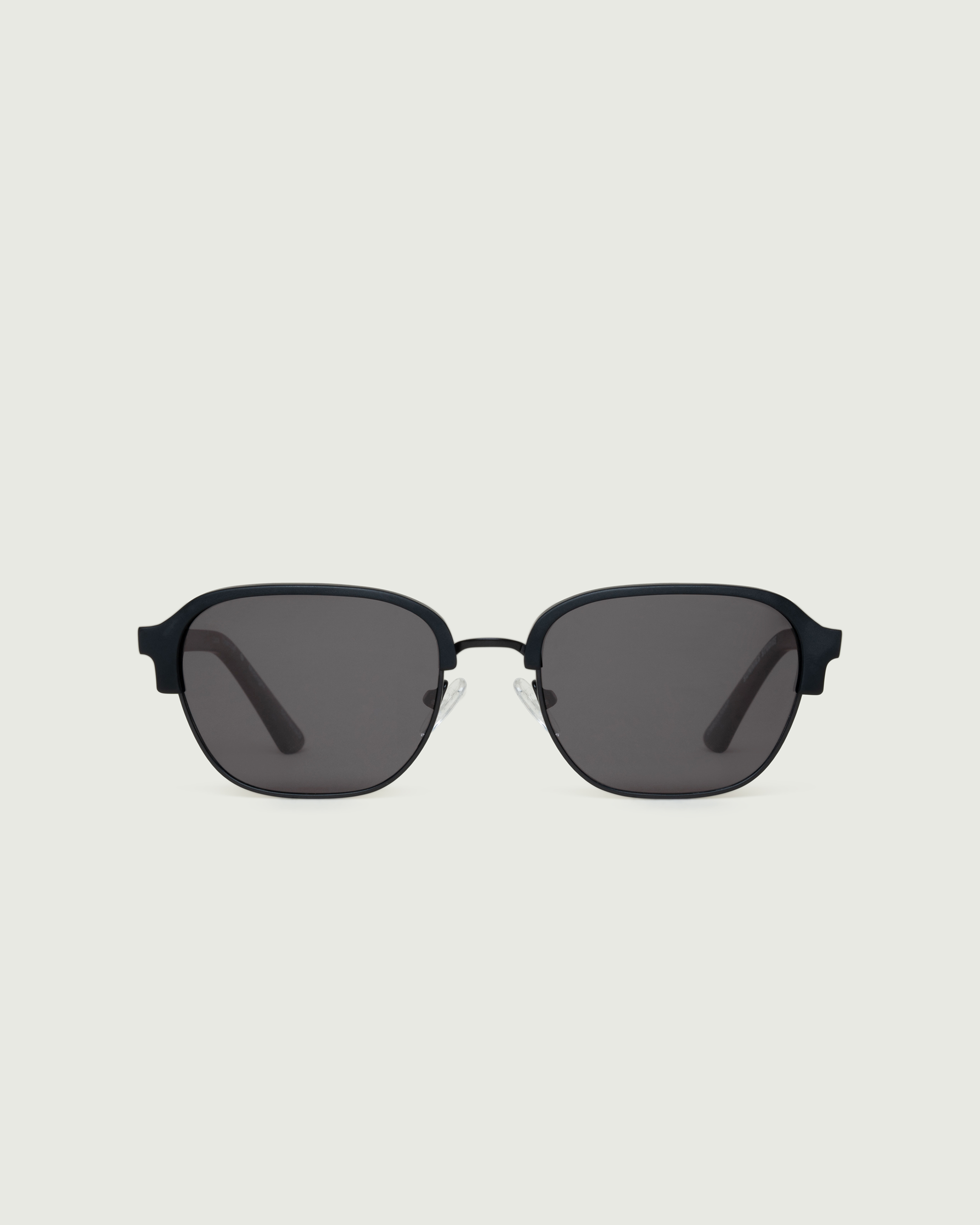 Charcoal Polarized::Luca Sunglasses square black metal front