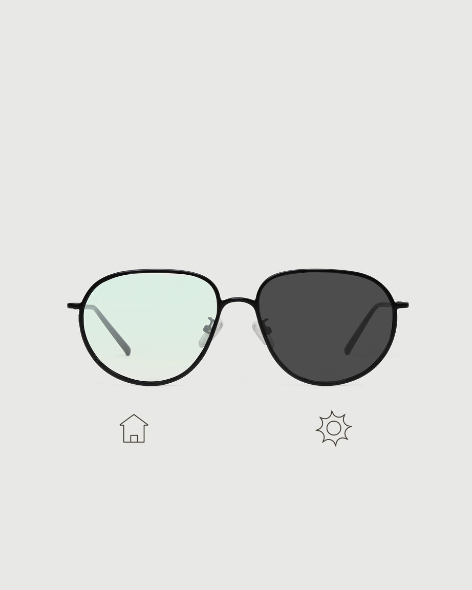 Charcoal Storm Adaptive::Monty Eyeglasses pilot Black metal front