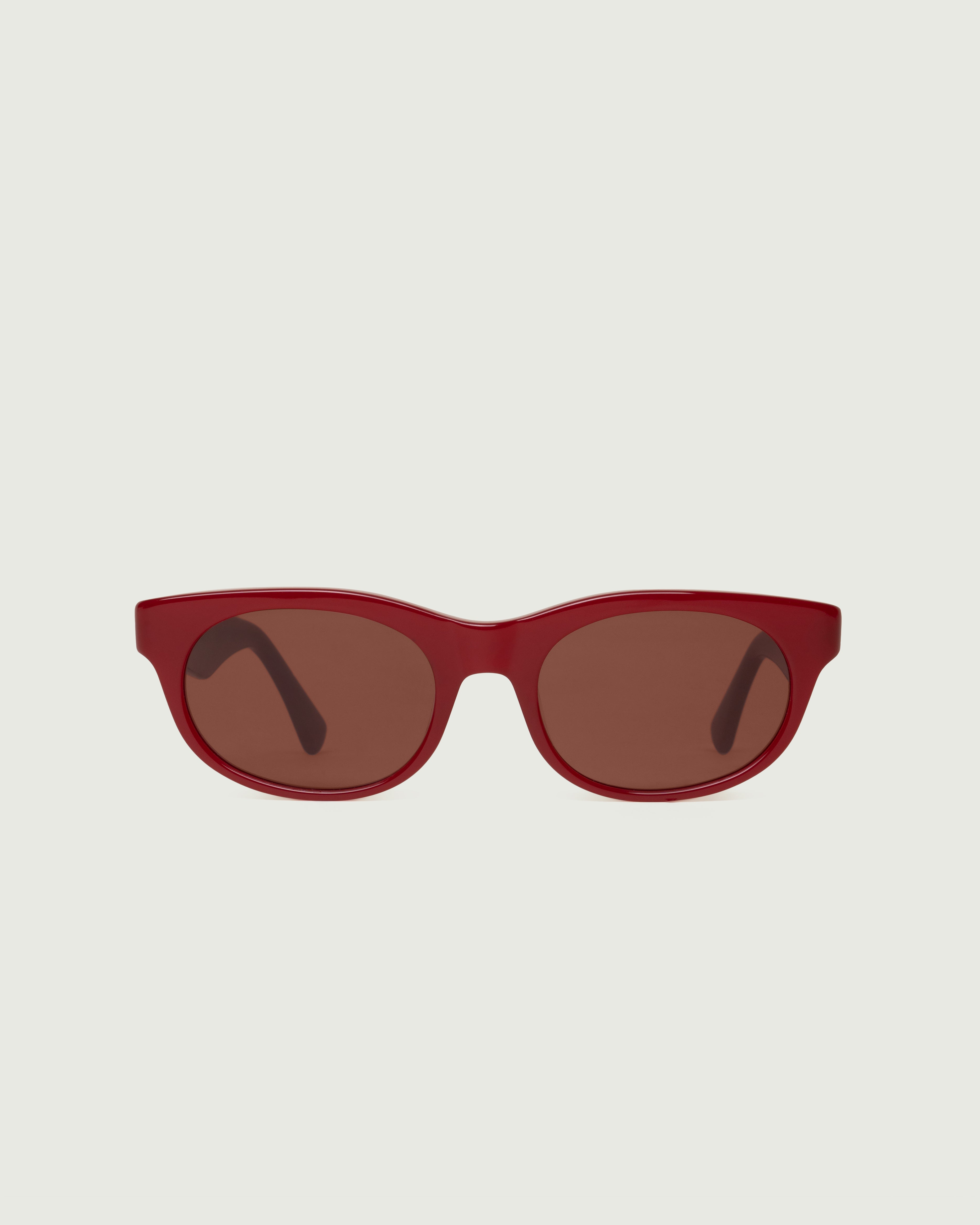 Cherry ::Beau Sunglasses round red acetate front