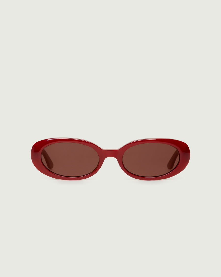 Devon  Sunglasses round red acetate front