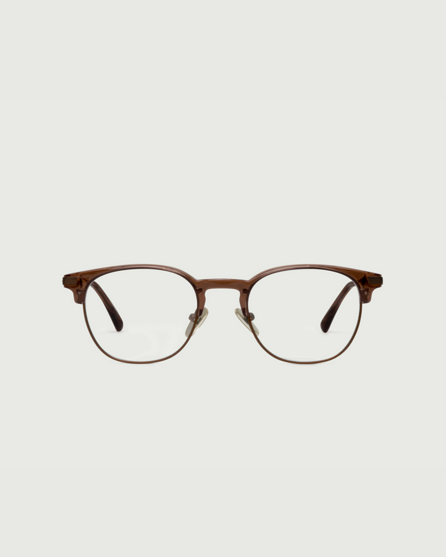 Jules Eyeglasses Round Brown plant-based plastic front
