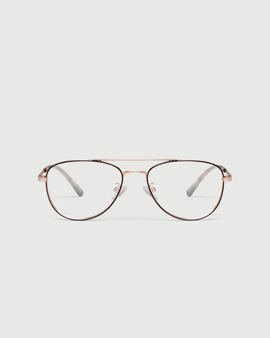 Julius Eyeglasses pilot brown metal front