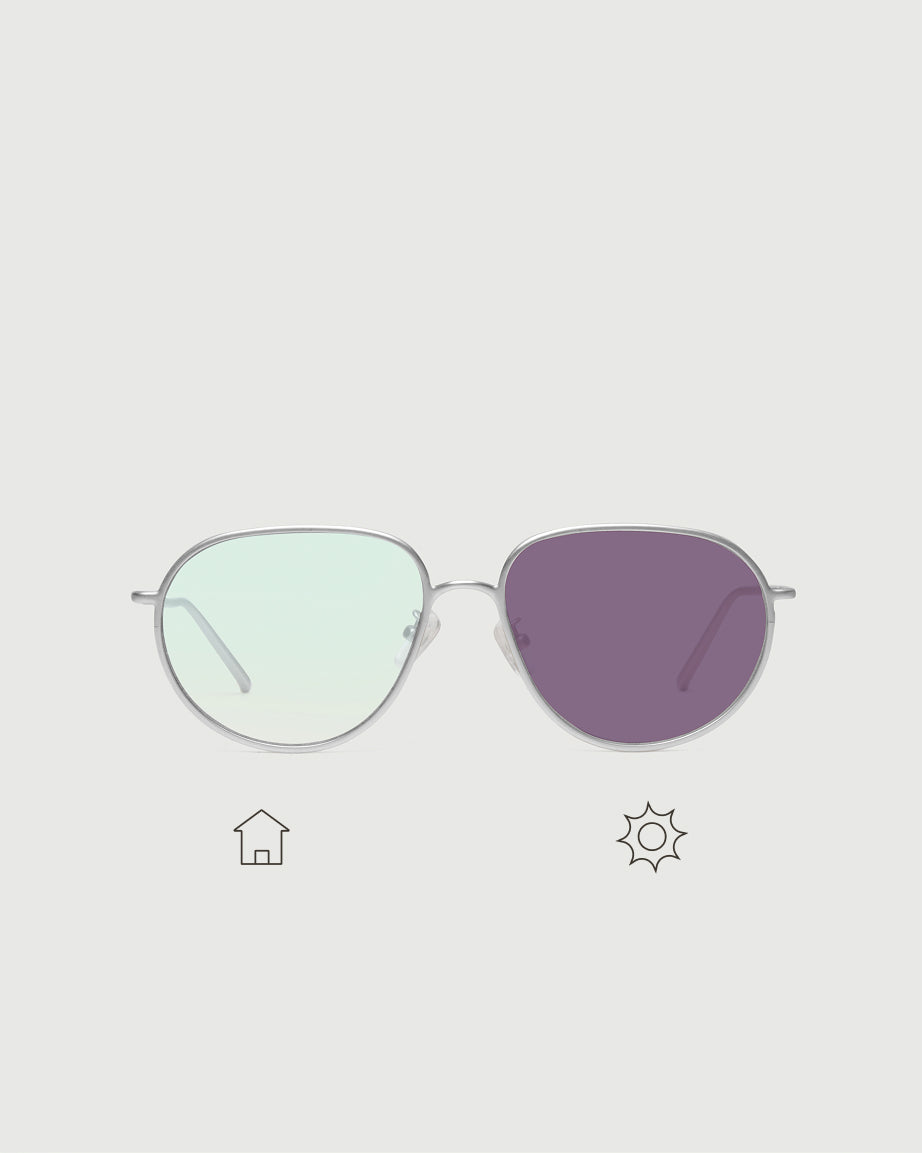 Aubergine Adaptive::Monty Eyeglasses pilot Silver metal front