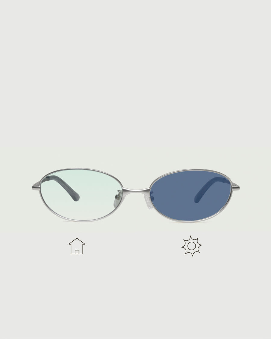 Nia Eyeglasses Oval Silver metal front