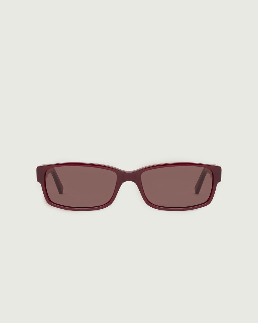 Gene Sunglasses rectangle red recycled polyester front