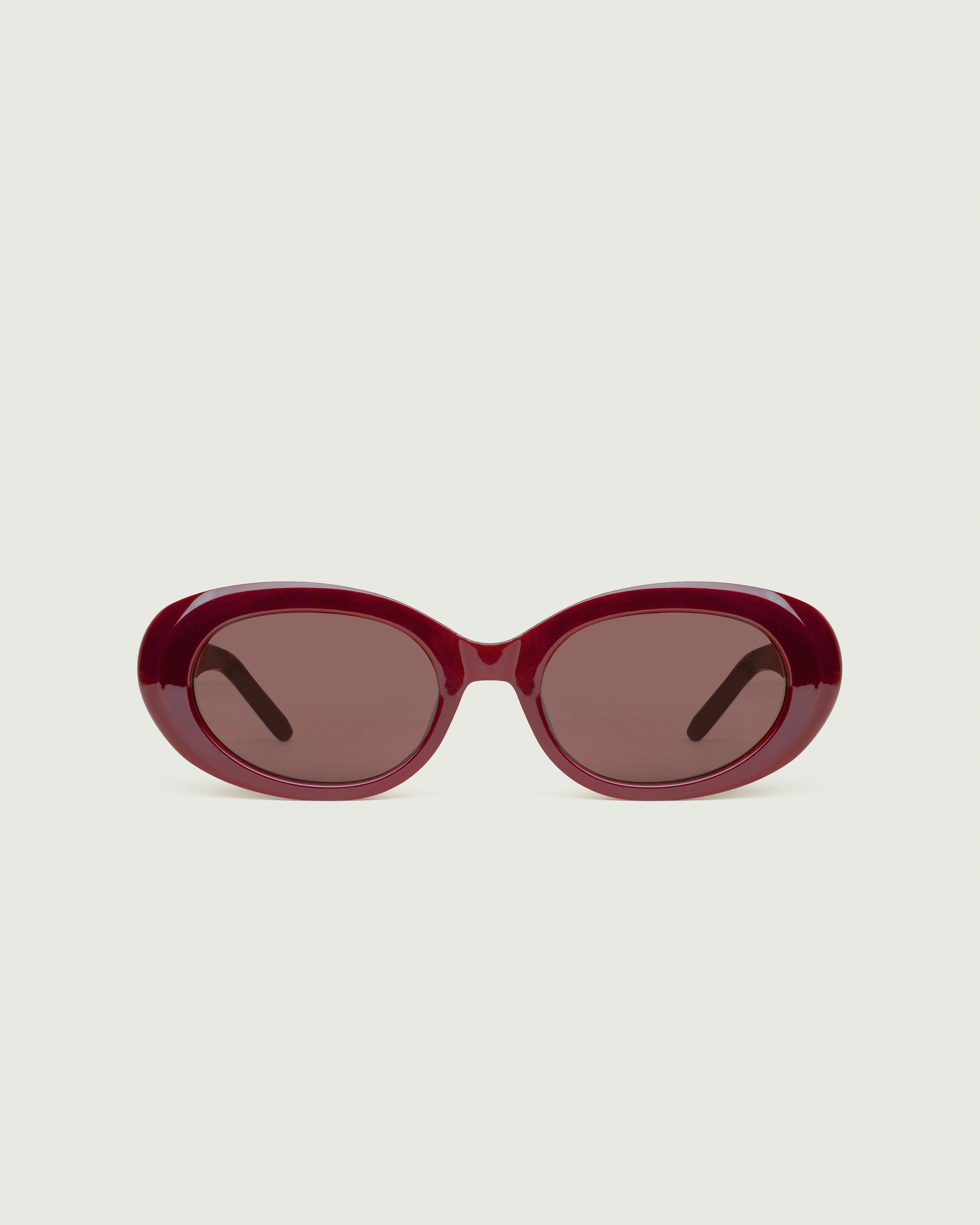 Crimson::Iris Sunglasses round red recycled polyester front