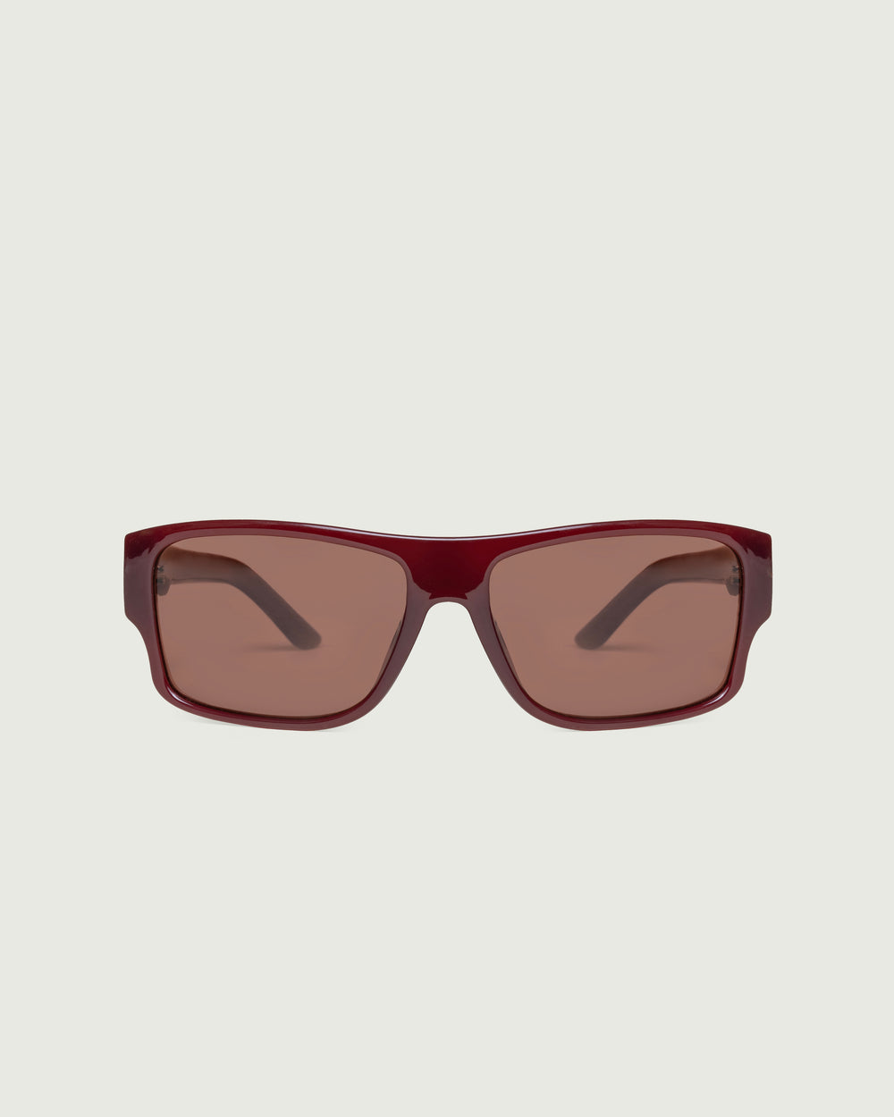 Crimson Polarized::Nolan Sunglasses square red recycled polyester front
