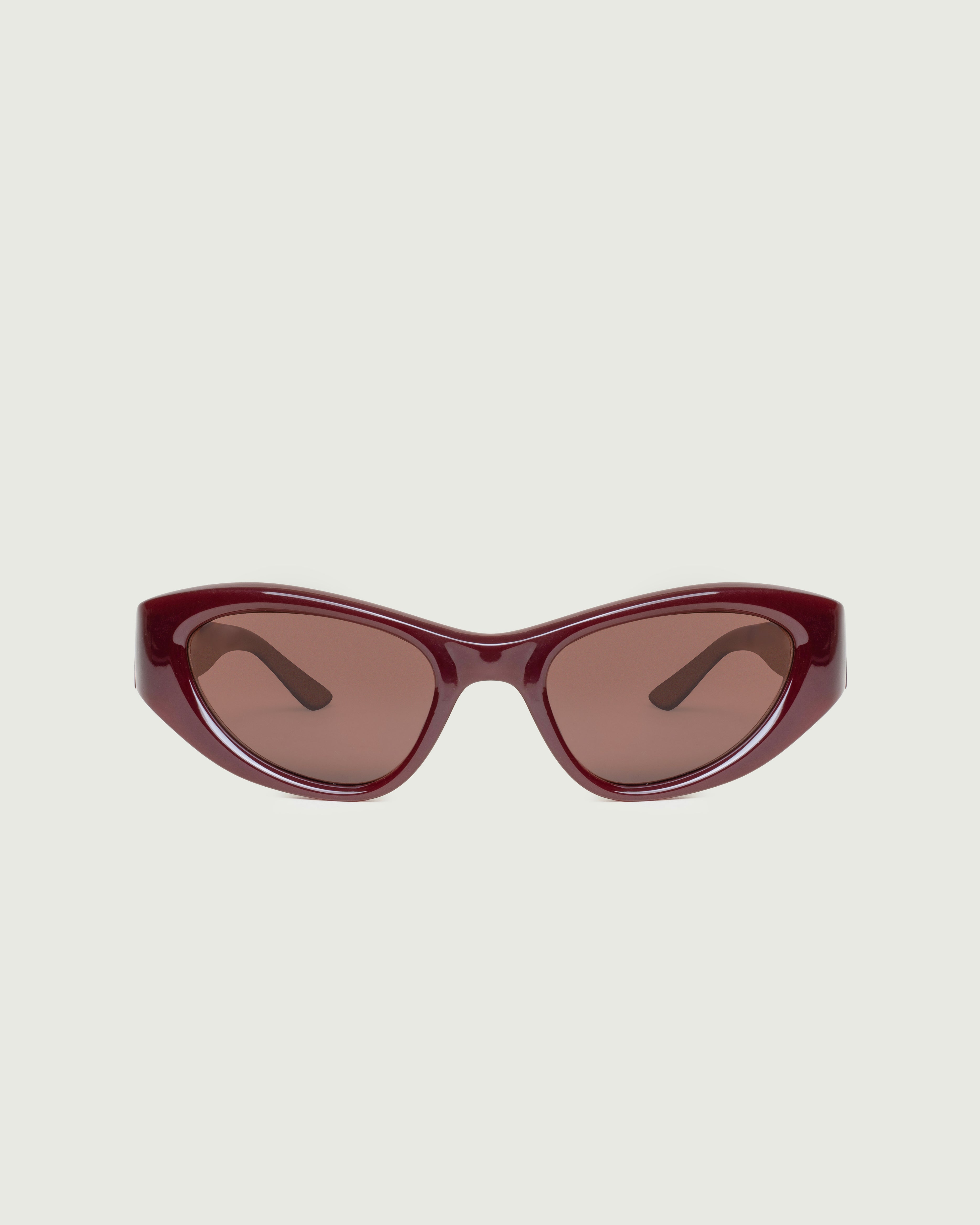 Crimson Plum Polarized::Sol Sunglasses cateye red recycled polyester front