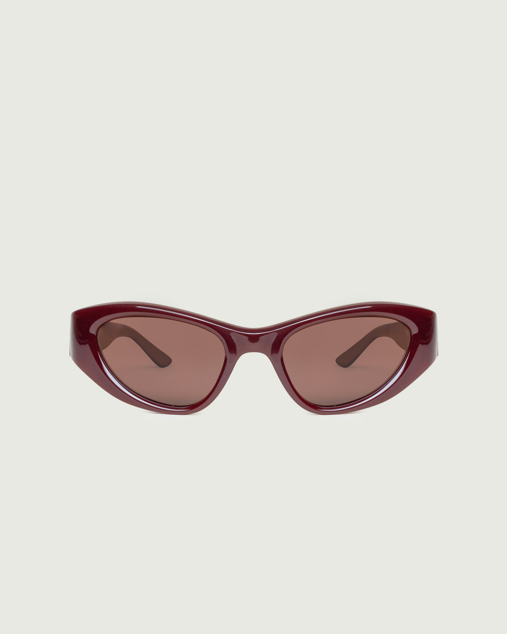 Crimson Plum Polarized::Sol Sunglasses cateye red recycled polyester front