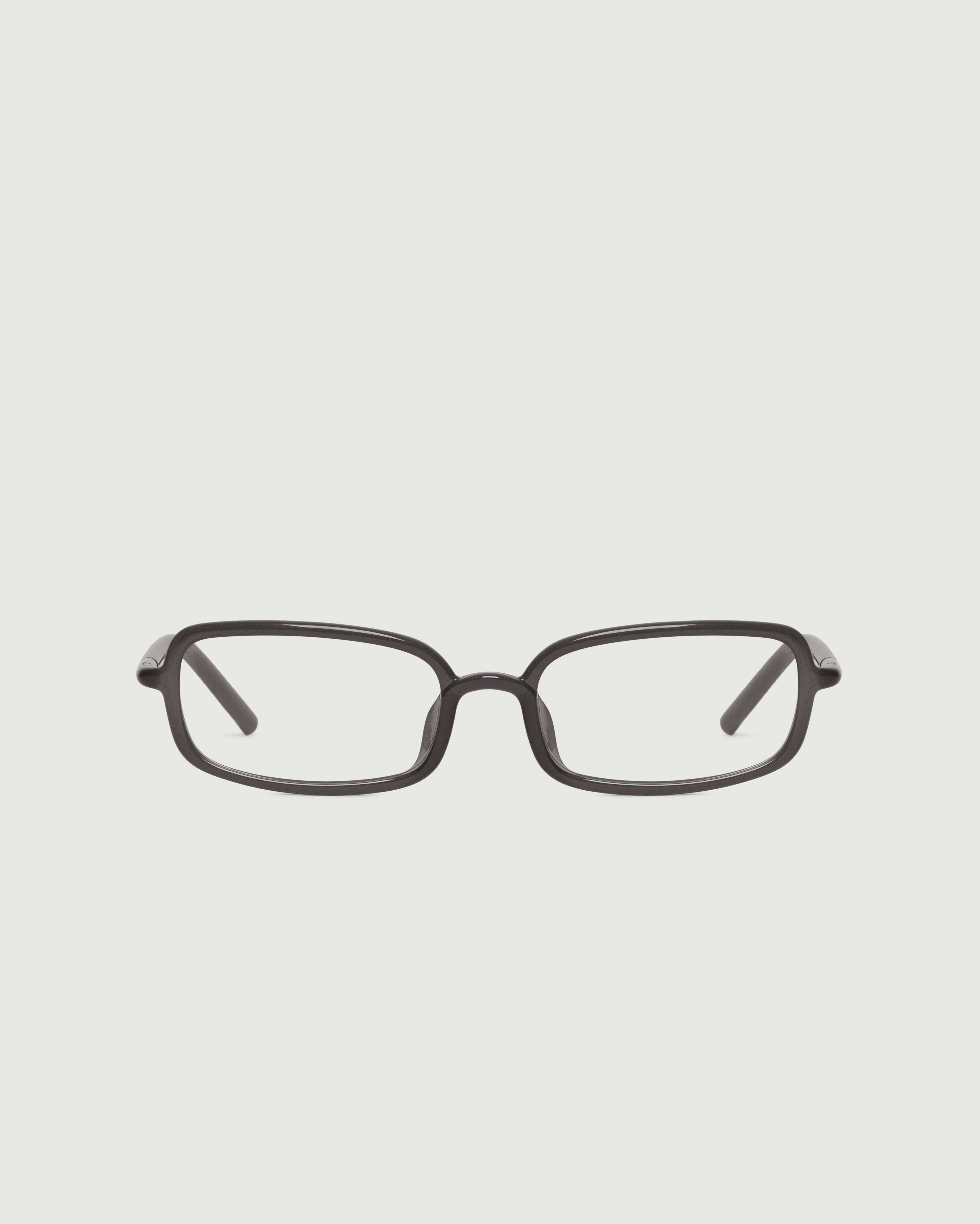 Dark Smoke::Oliver Eyeglasses rectangle black castor seed front