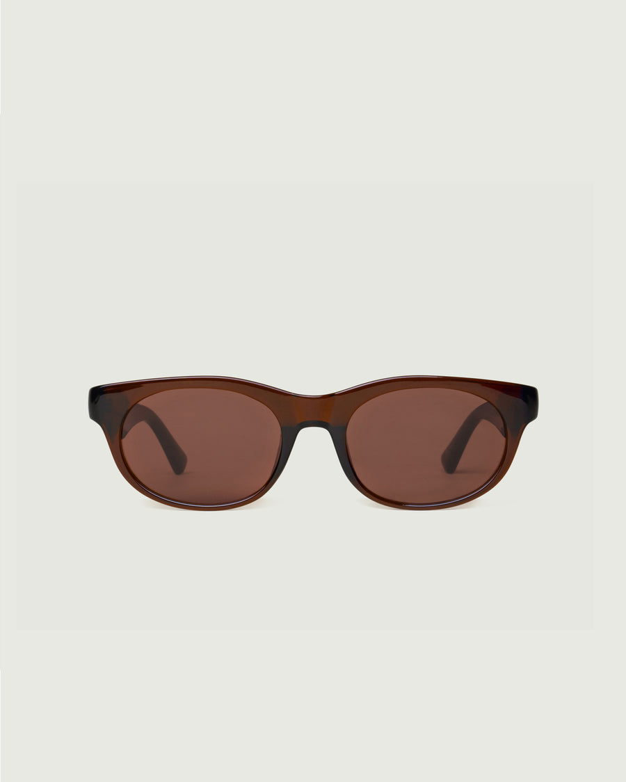 Beau Sunglasses round brown recycled polyester front