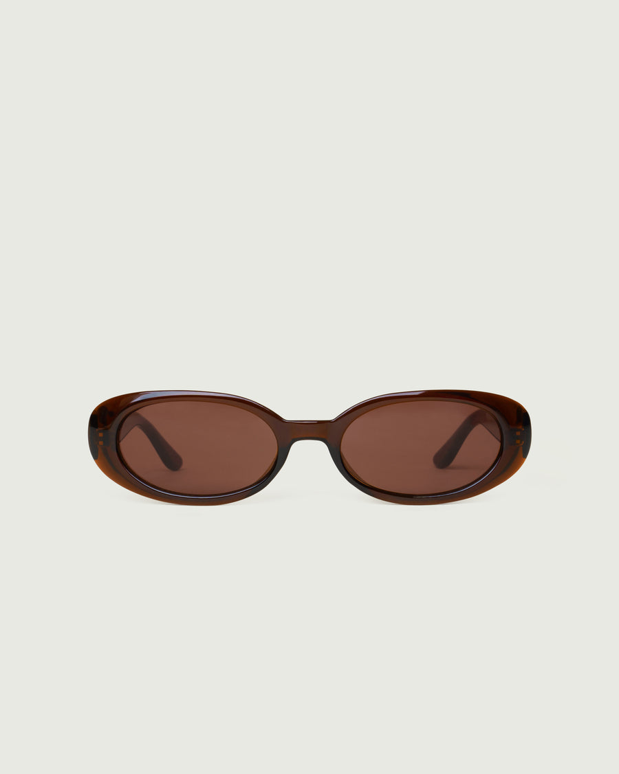 Devon  Sunglasses round brown recycled polyester front