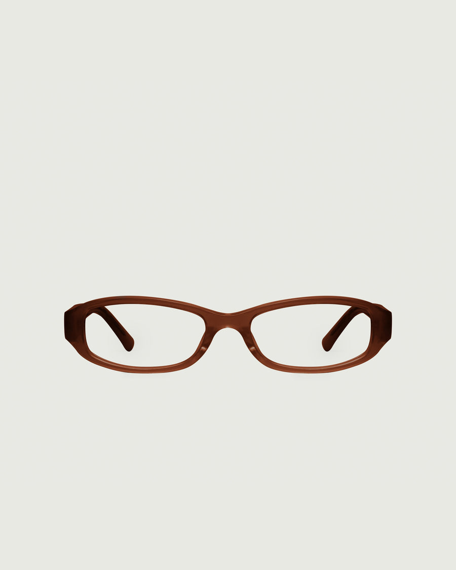 Lucy Eyeglasses rectangle brown acetate front