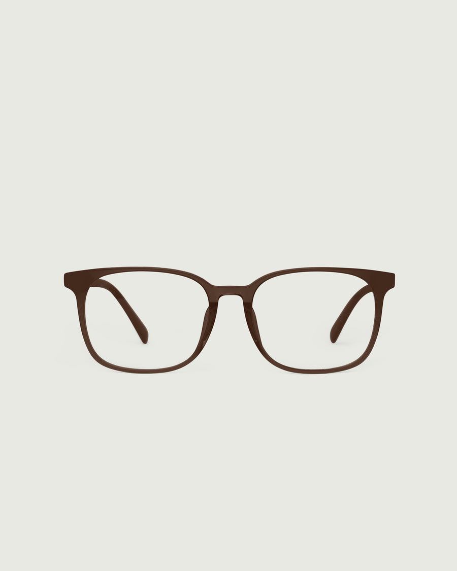 Walker Wide Eyeglasses square brown castor seed front