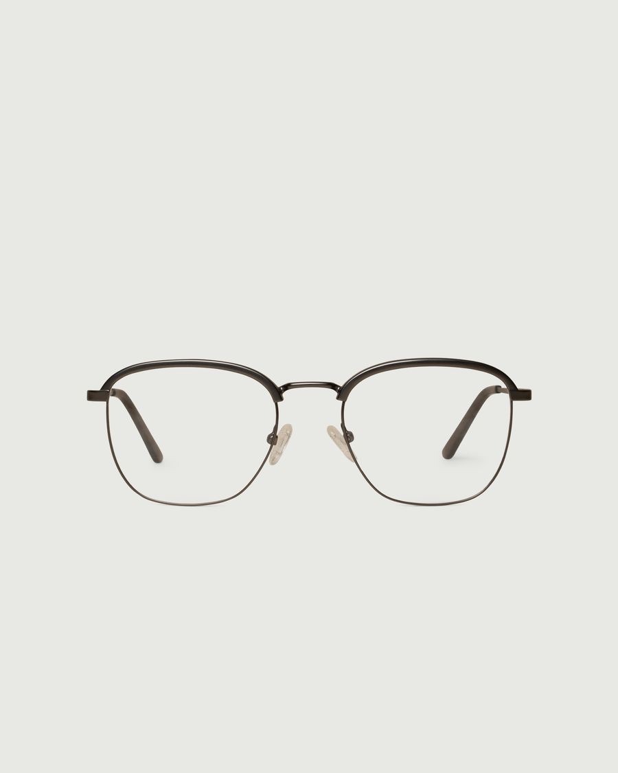 Clyde Wide Eyeglasses browline black metal front diagonal