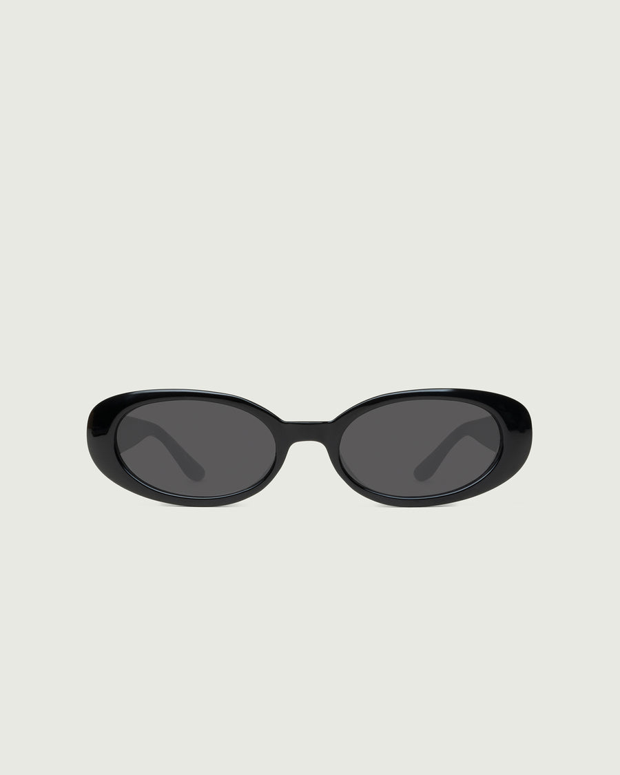 Devon Sunglasses round black recycled polyester front