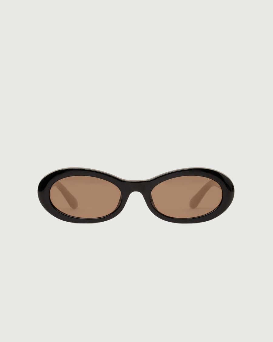 Mina Sunglasses oval Black recycled polyester front