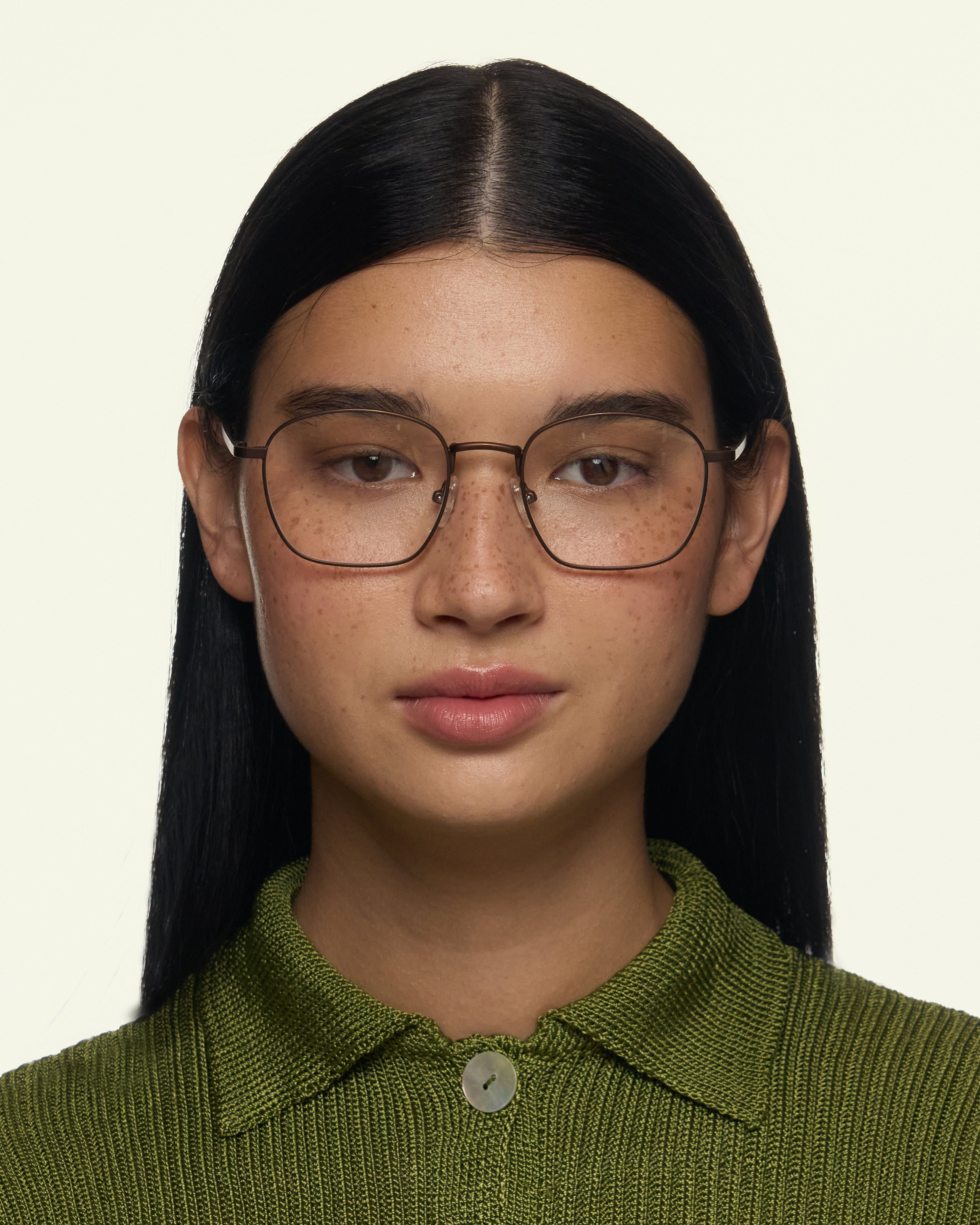 women Akira Eyeglasses square brown metal