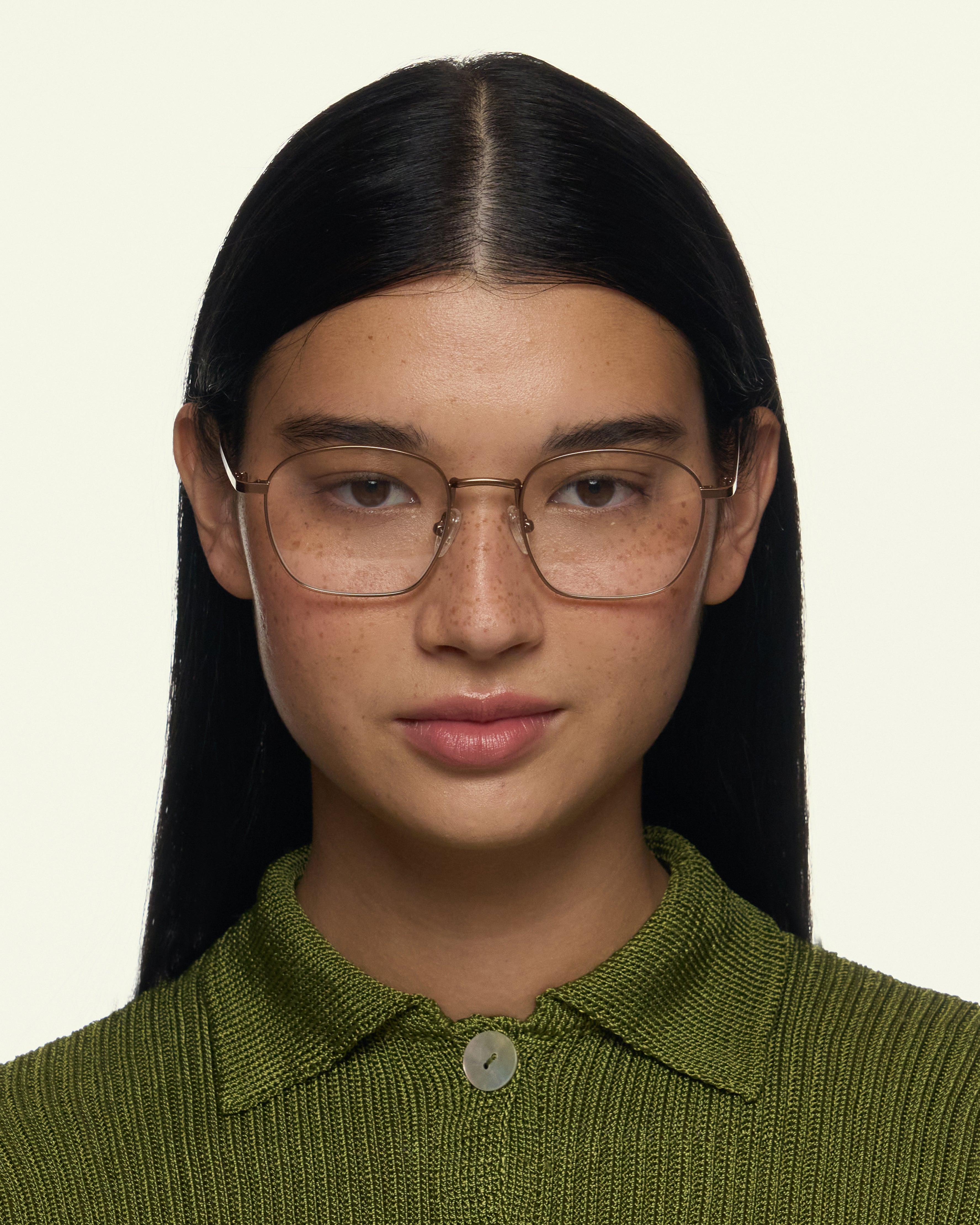 women Akira Eyeglasses square brown metal