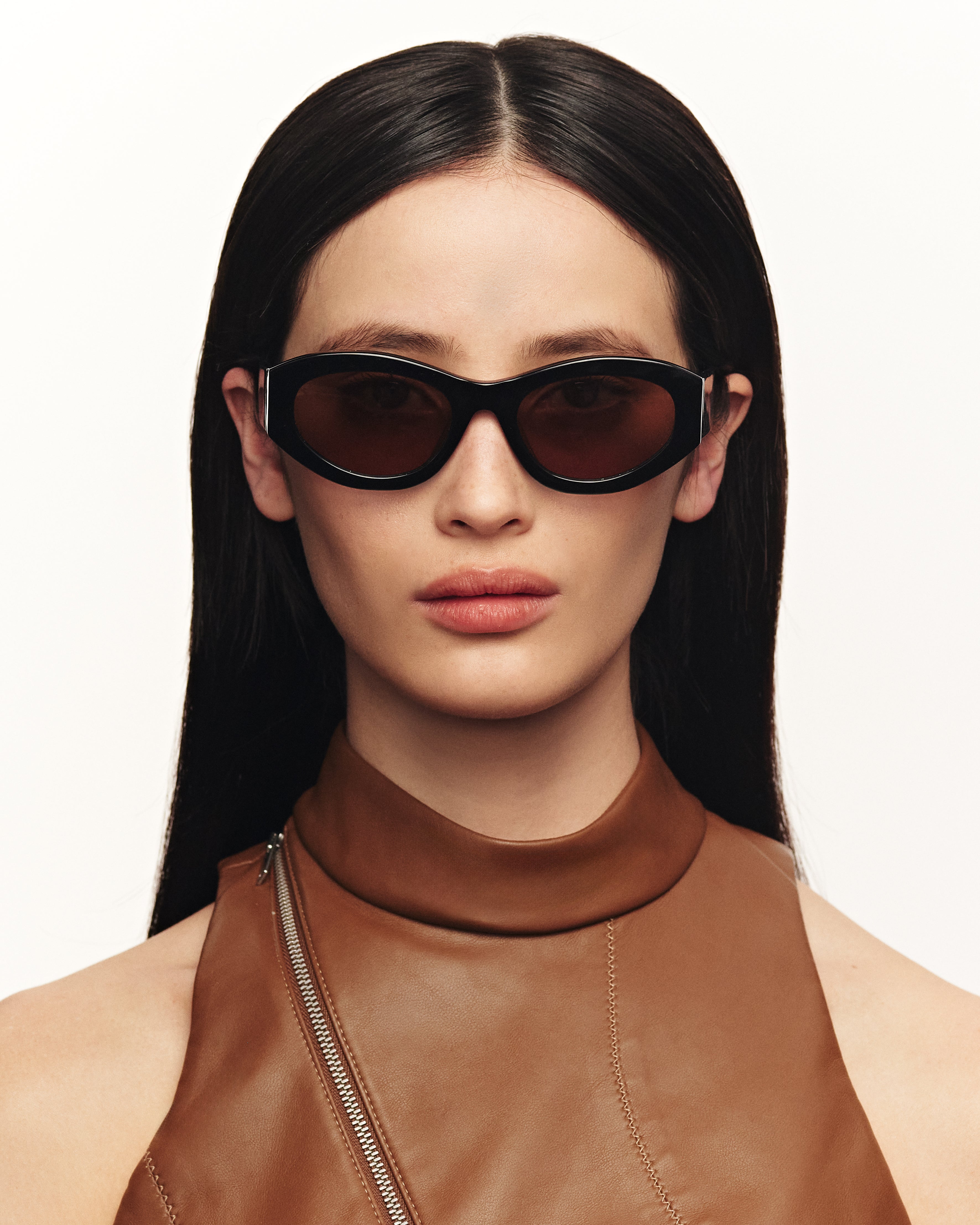 women Alba Sunglasses cateye brown acetate