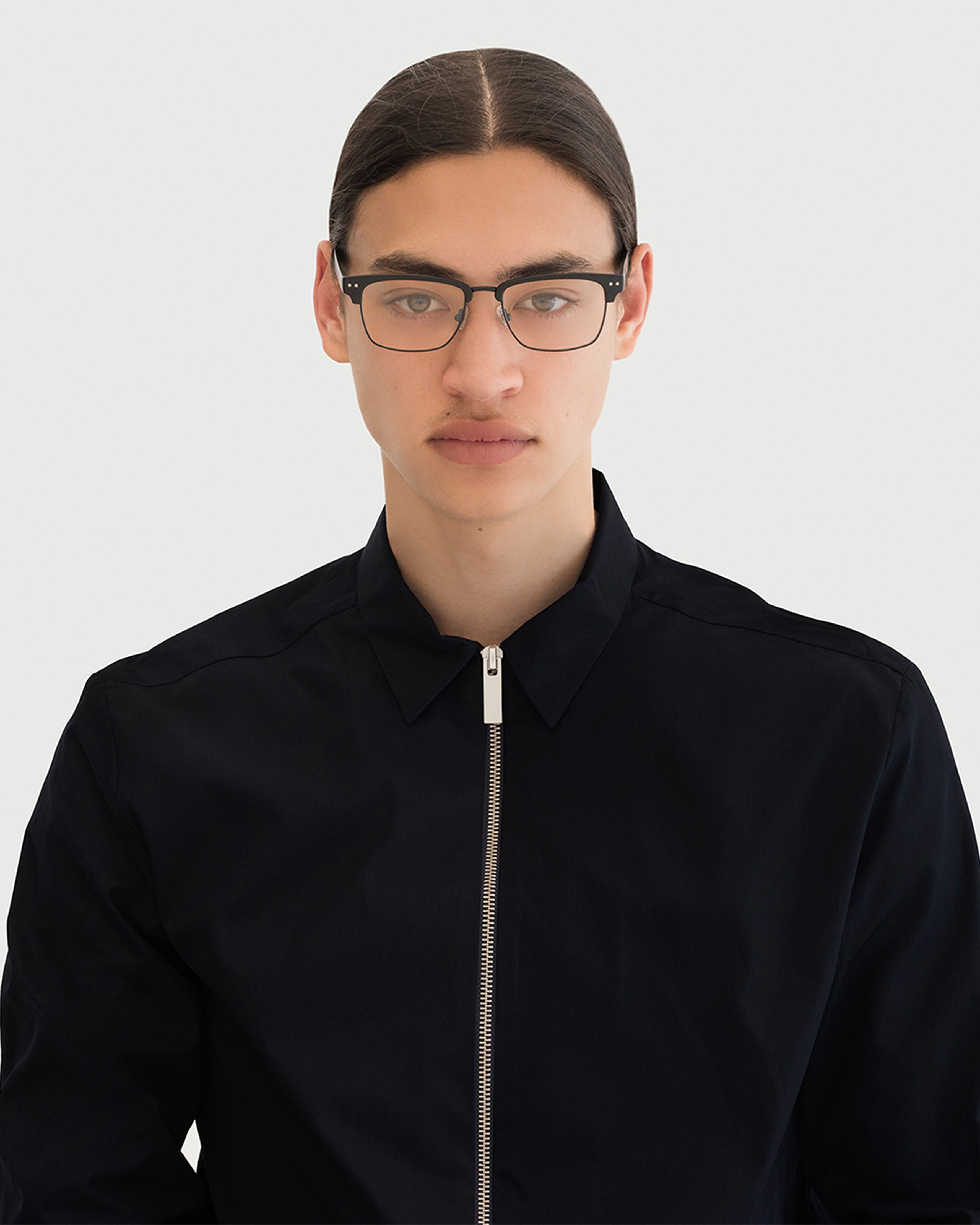 men Barragan Eyeglasses browline black plastic