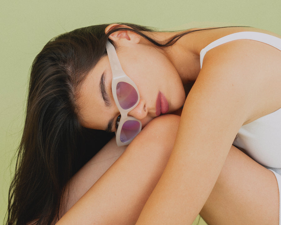 women Carly Sunglasses cateye white biodegradable acetate