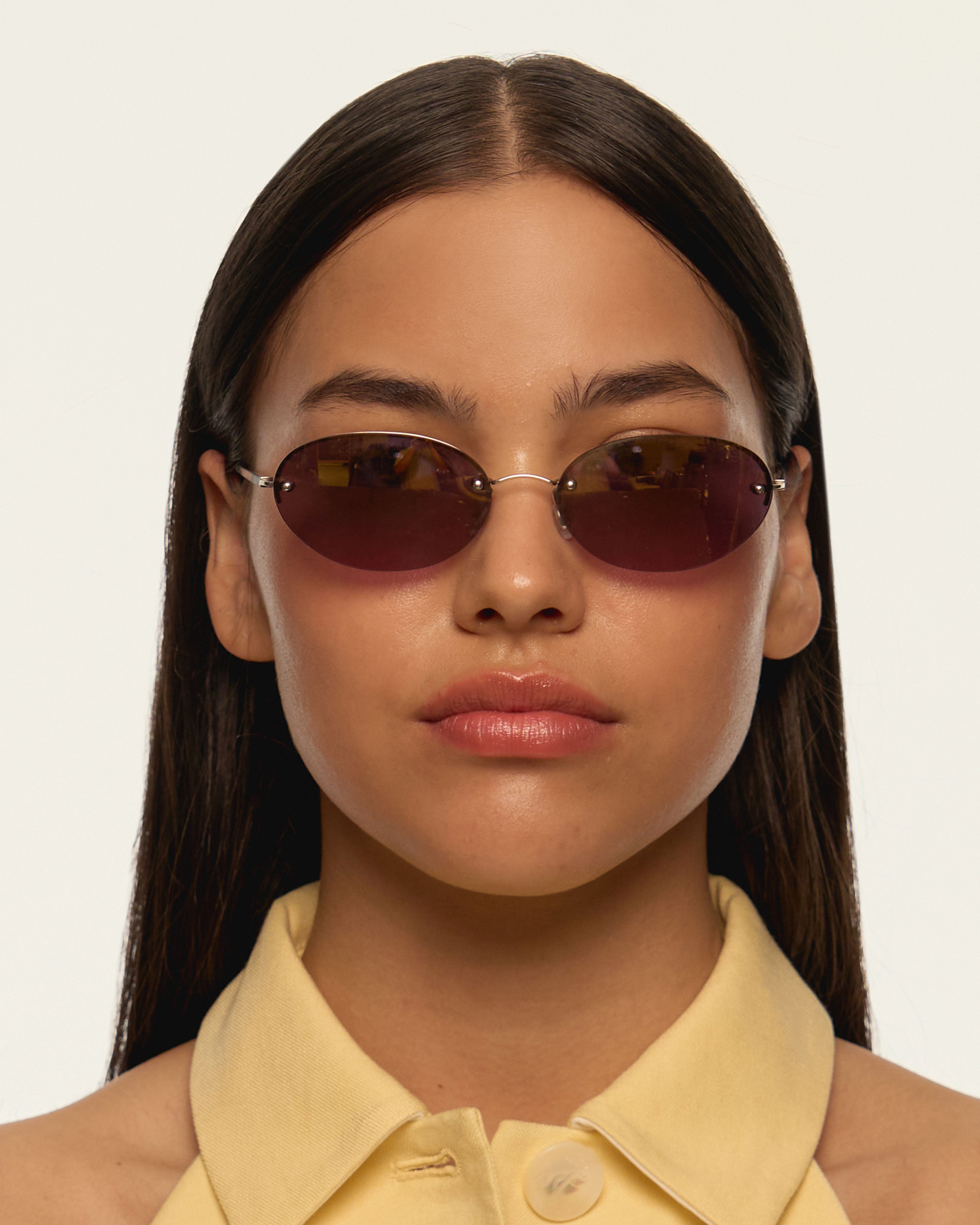 women Coco Sunglasses oval silver metal