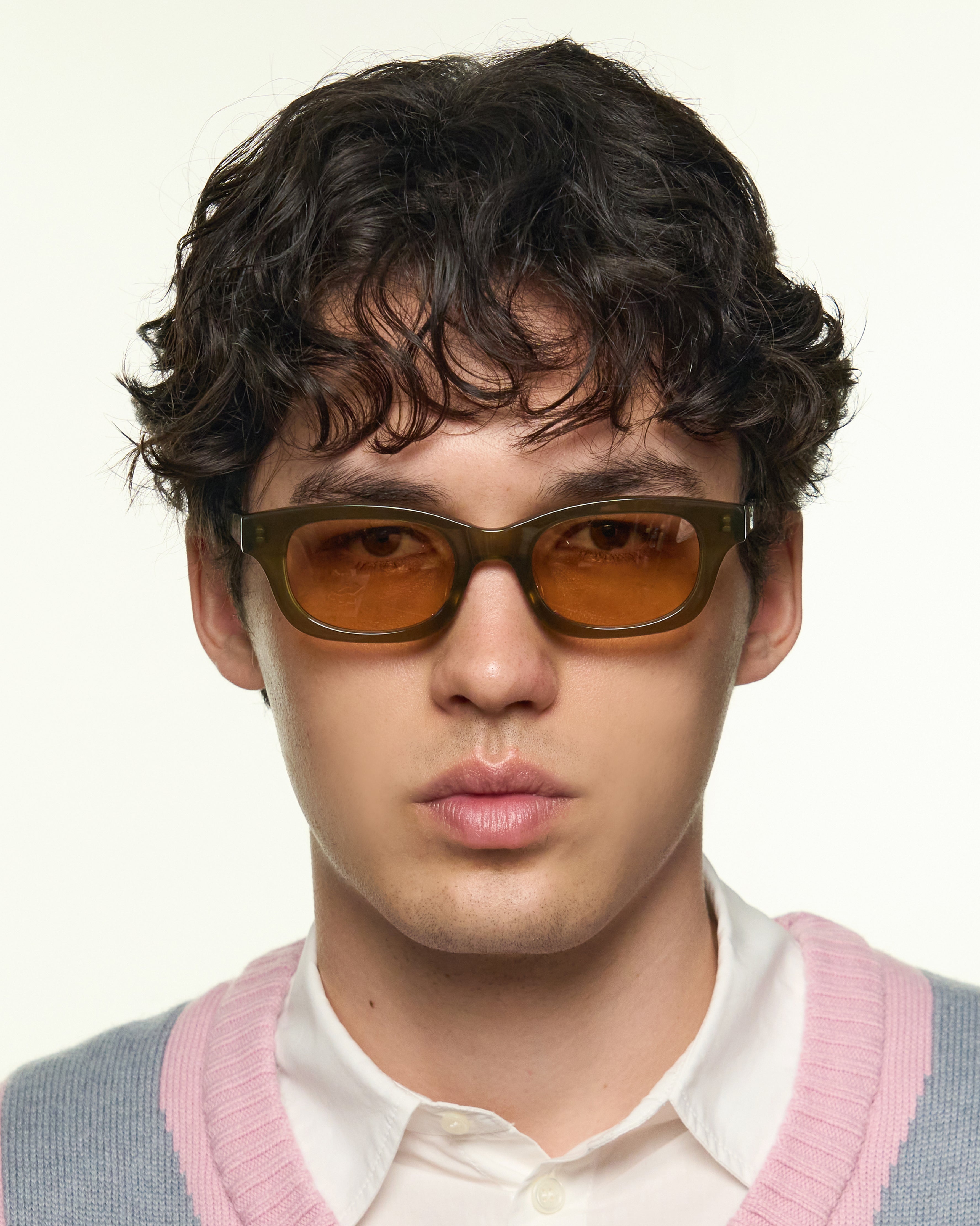 men Dane Sunglasses rectangle Green acetate
