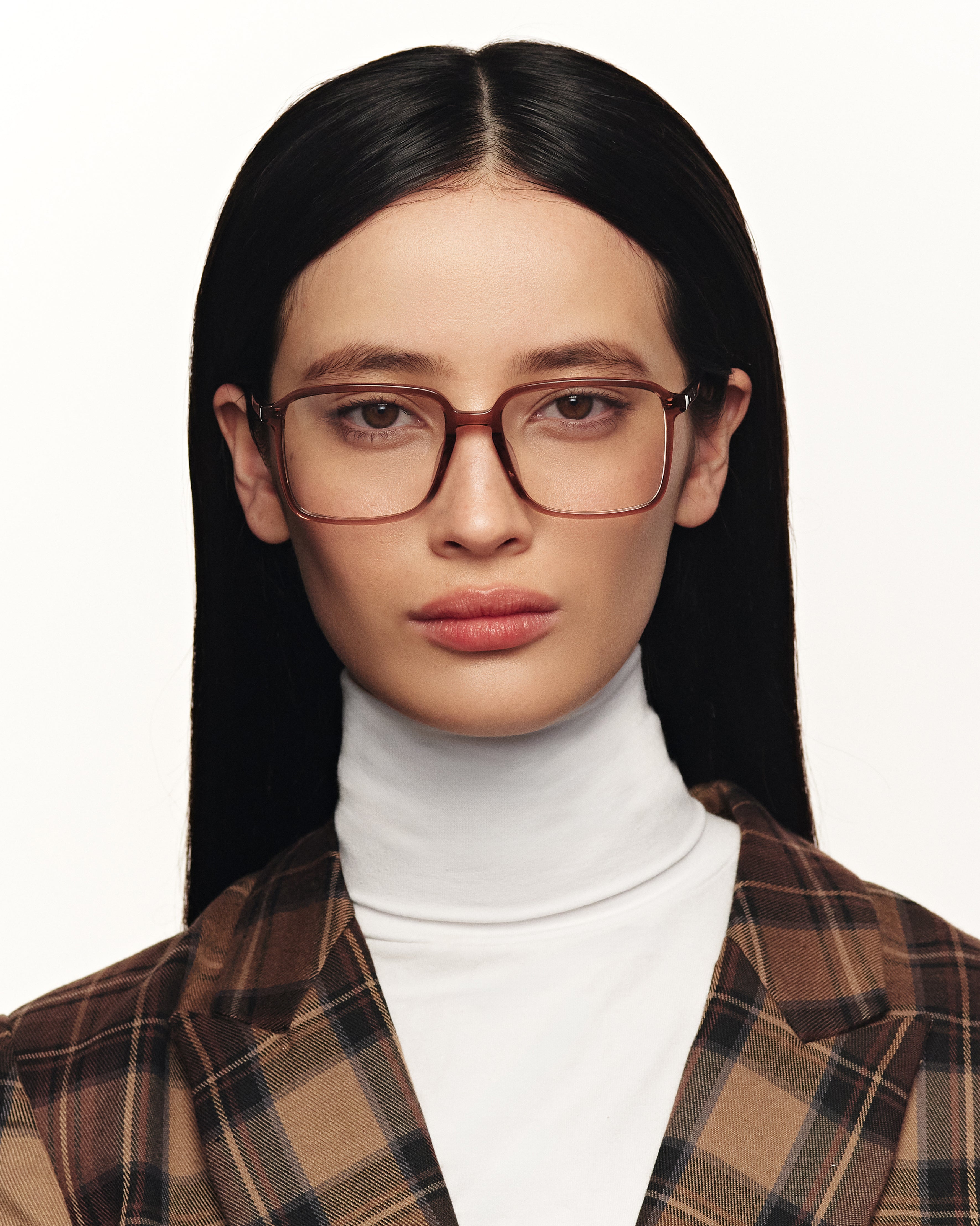 women Dex Eyeglasses square brown acetate