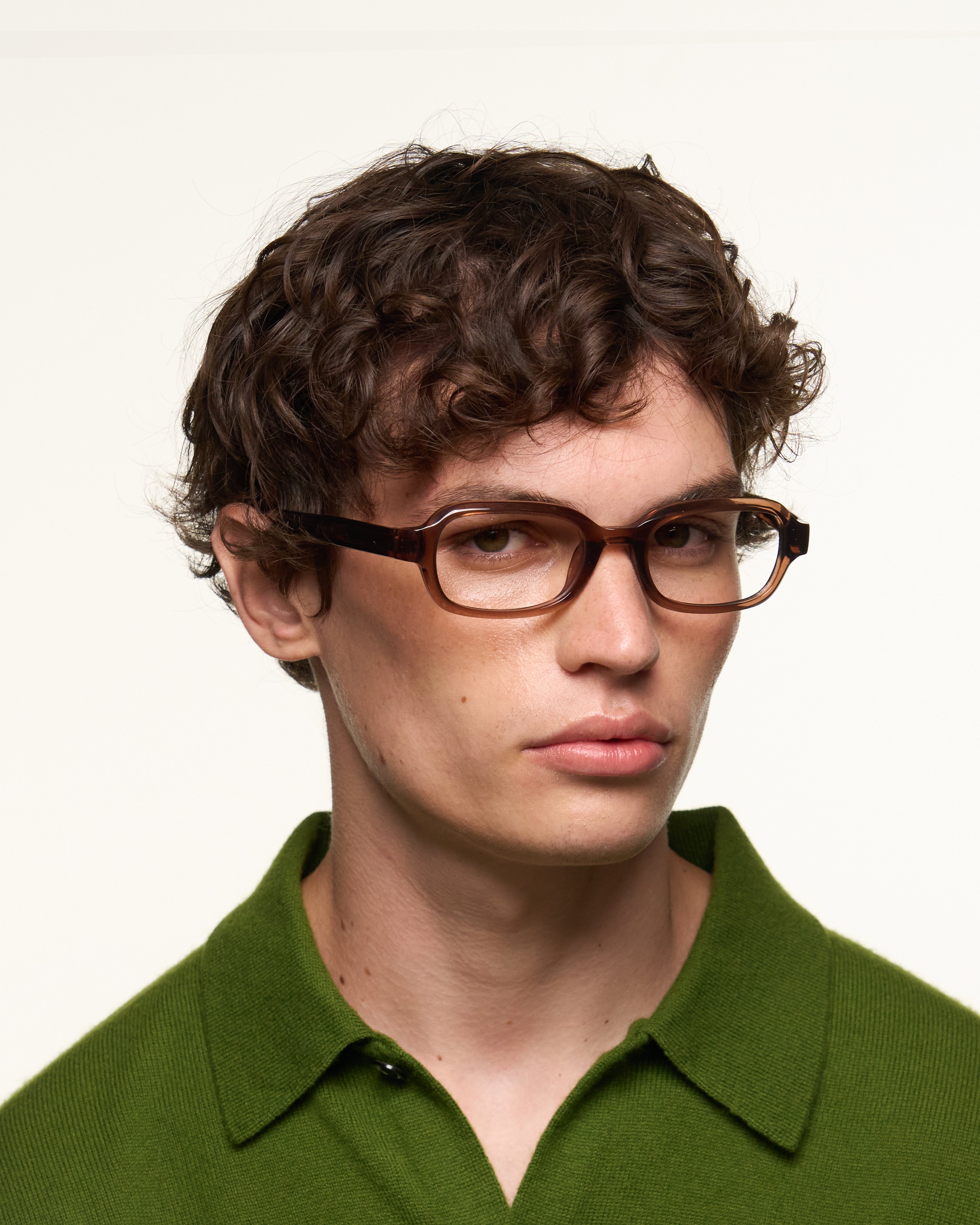 men Don Eyeglasses rectangle Brown acetate