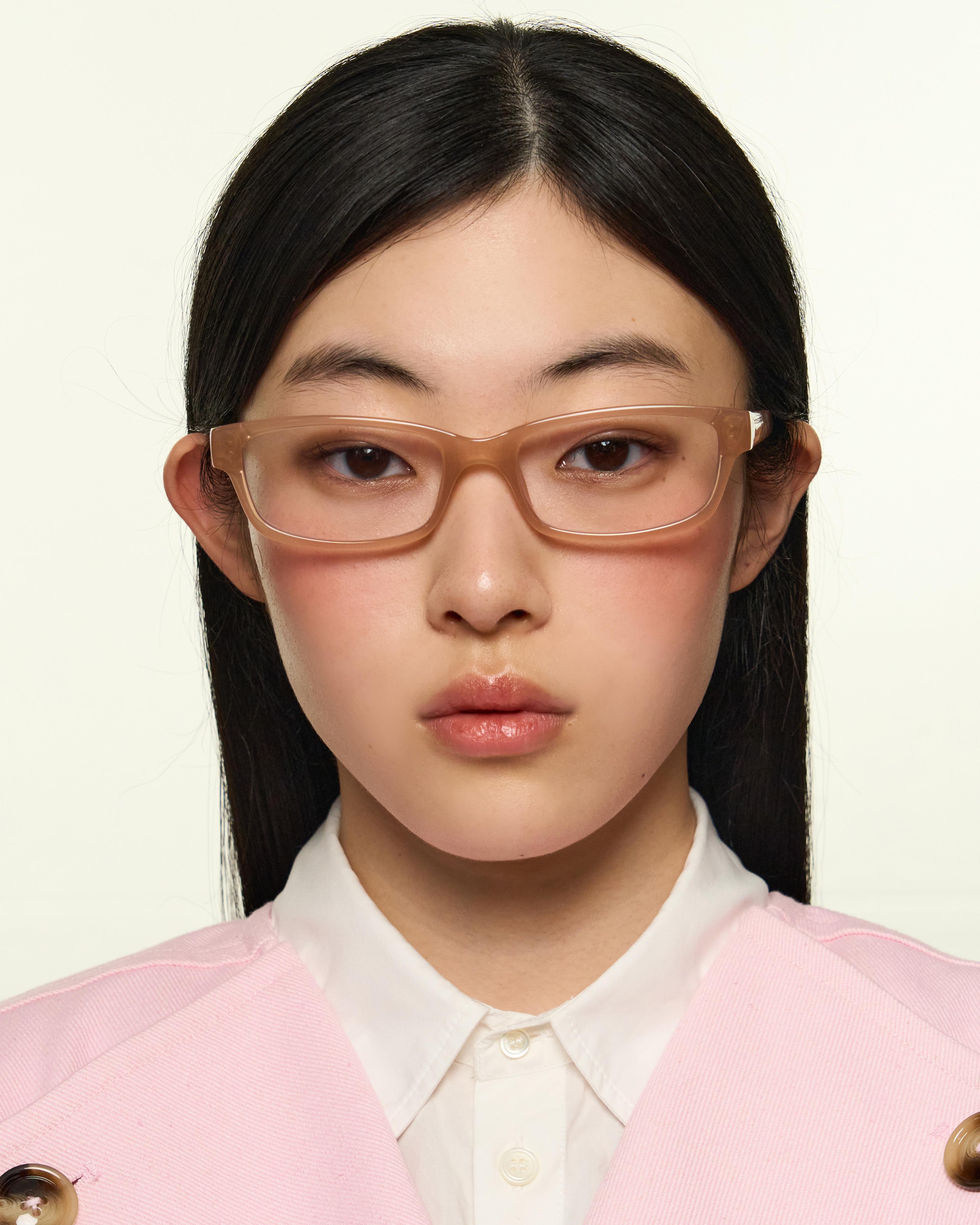 men Han Eyeglasses rectangle Pink recycled polyester
