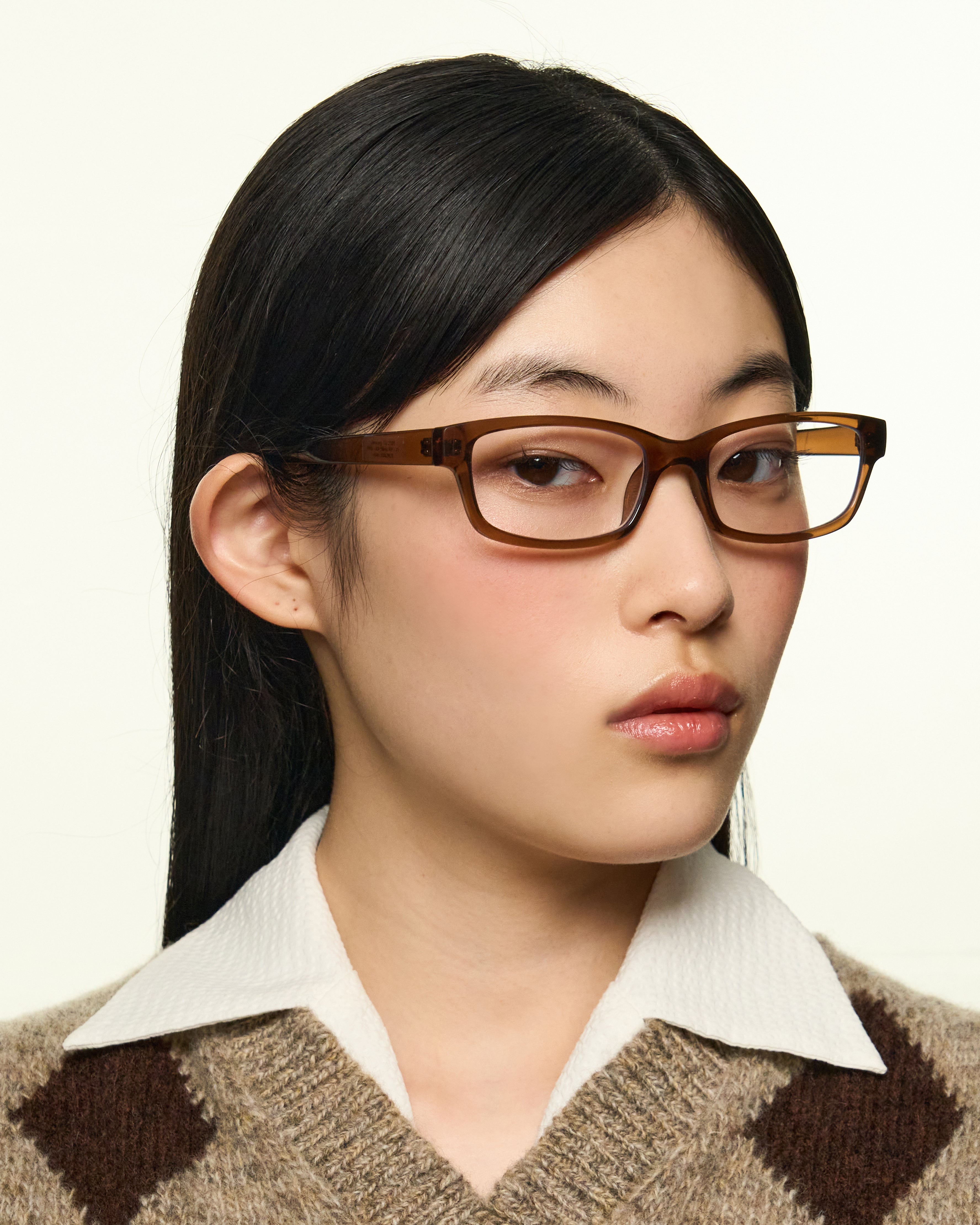 men Han Eyeglasses rectangle Brown recycled polyester