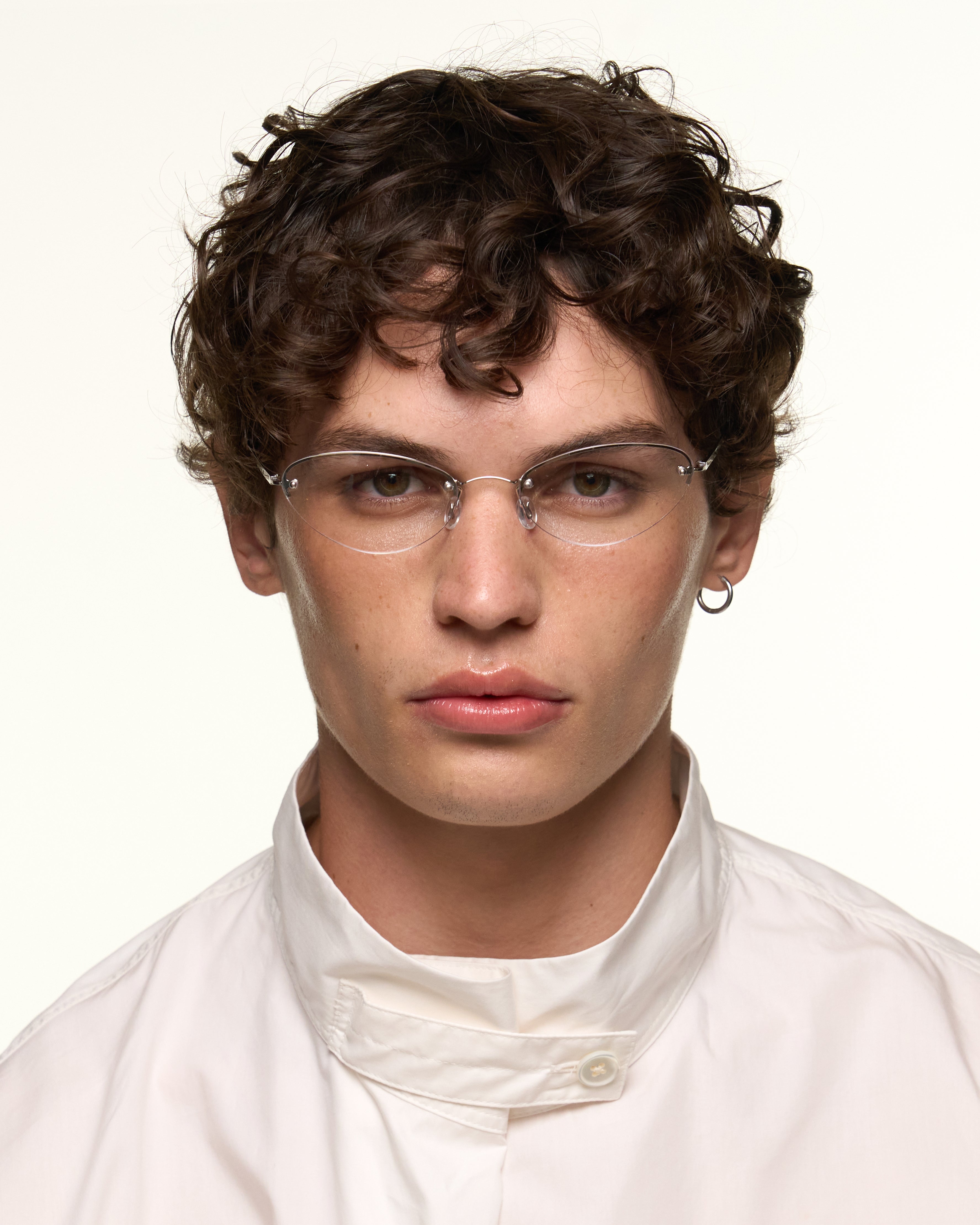 men Holly Eyeglasses cateye Gray stainless steel