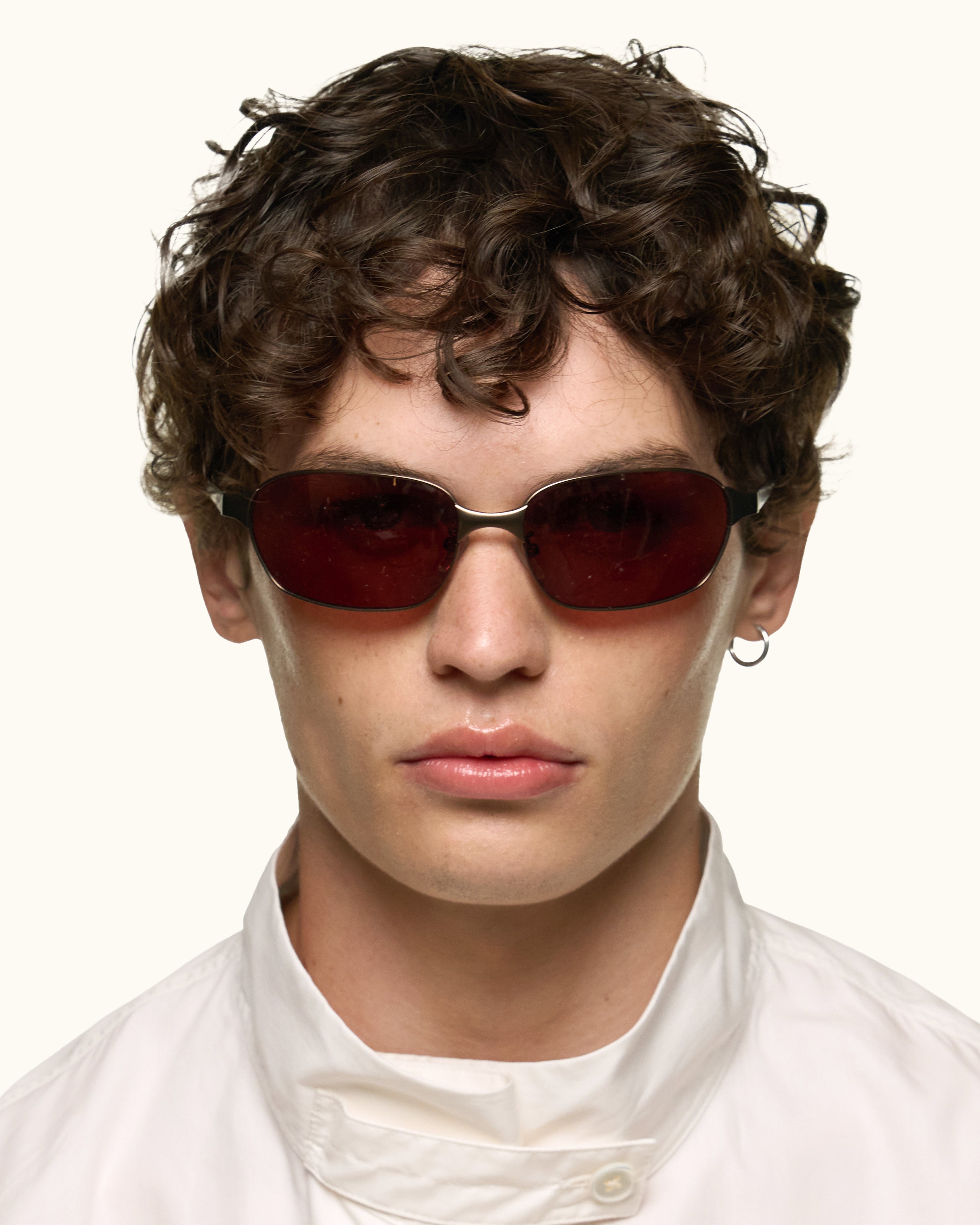 men Hunter Sunglasses rectangle Brown metal