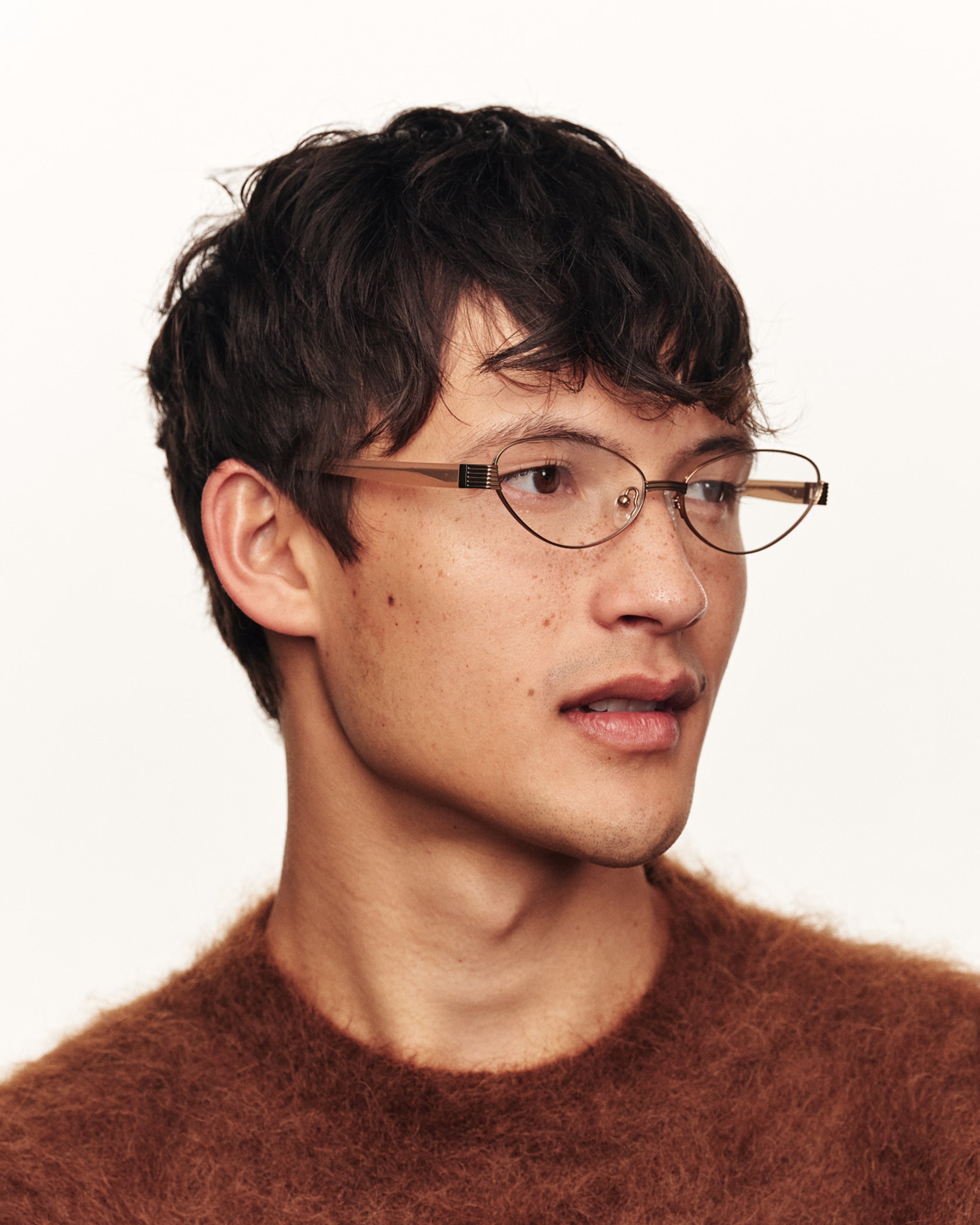 men Kitty Eyeglasses cateye brown metal