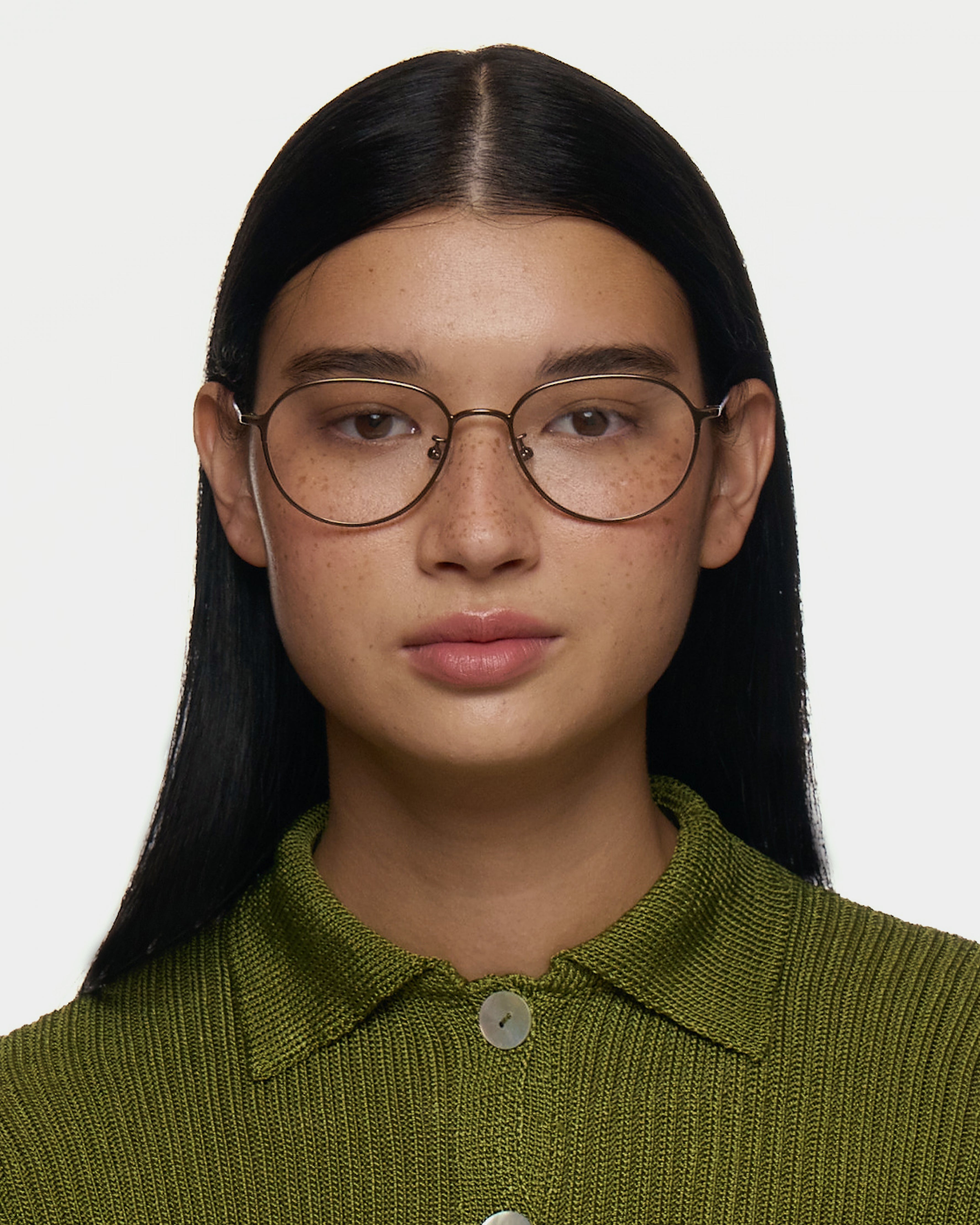 men Koa Eyeglasses round Brown metal