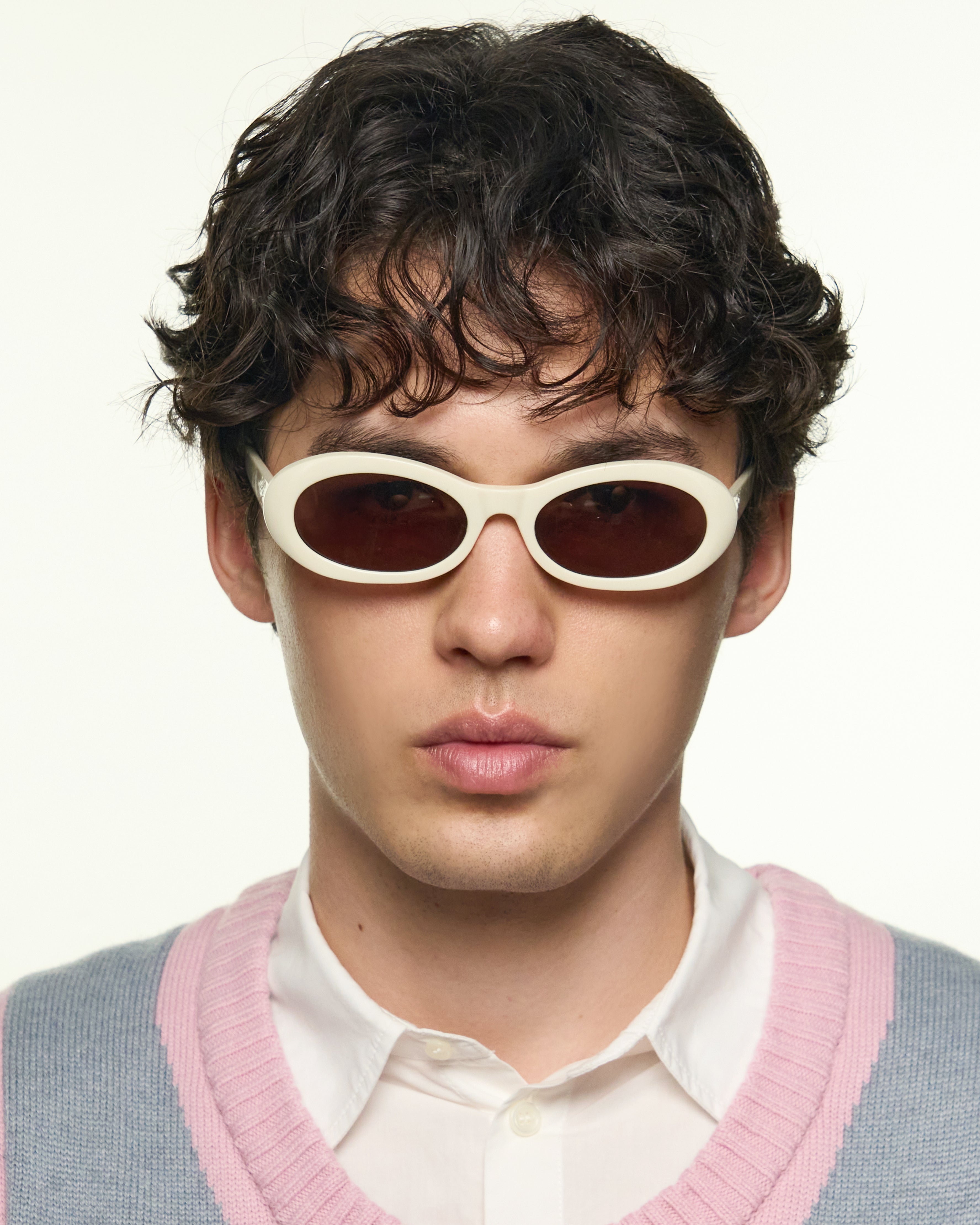 men Mina Sunglasses oval White recycled polyester